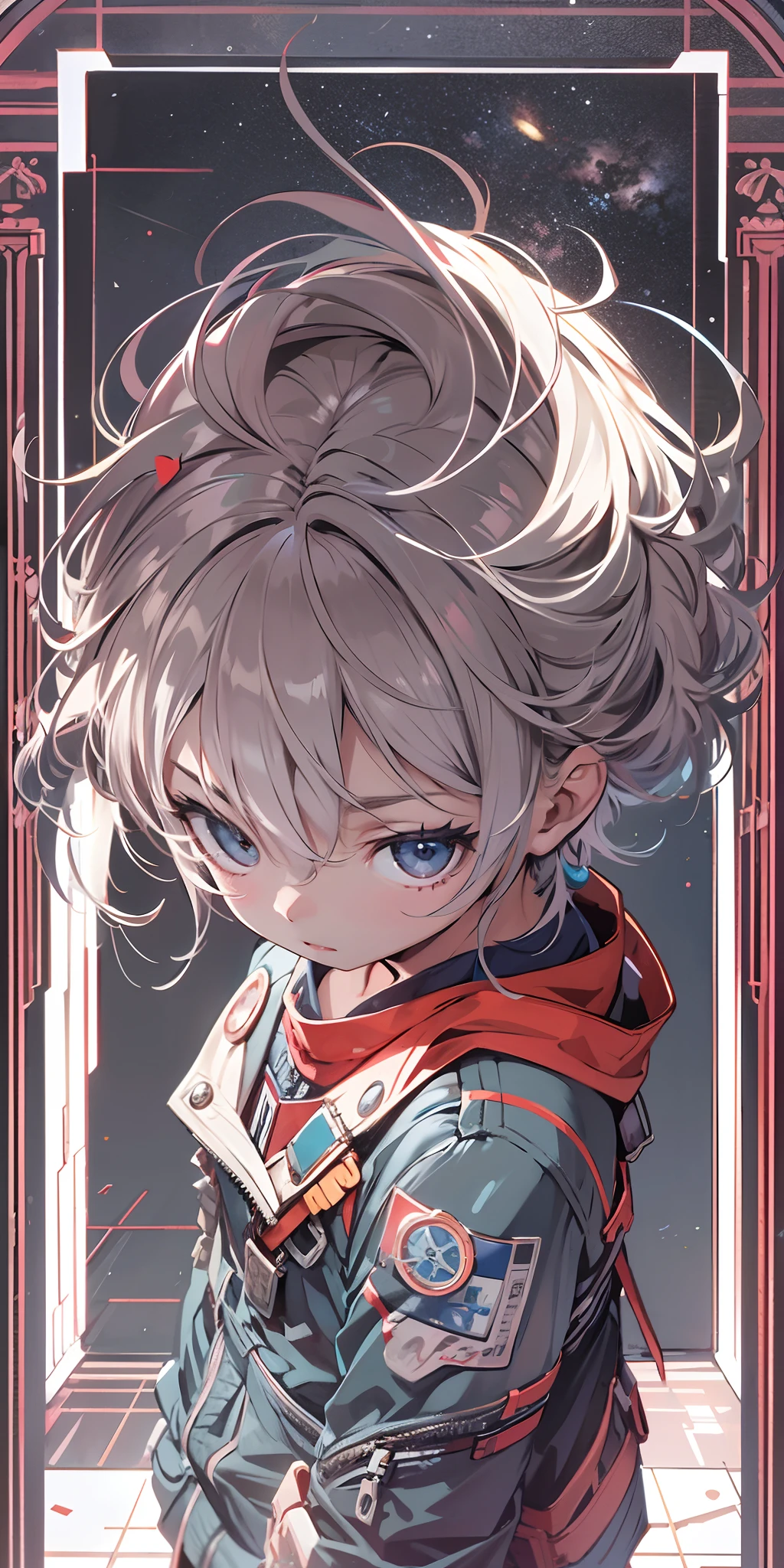 ridiculous resolution, high resolution, (masterpiece:1.4), super detailed, 1boy, seen from above, space, floating, --v 6