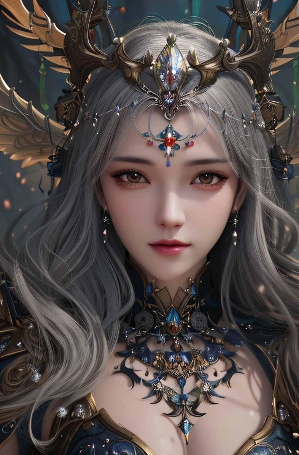 a close up of a woman with a crown on her head, hyper-detailed fantasy character, detailed fantasy art, Fantasy art style, detailed fantasy digital art, 8K high quality detailed art, a beautiful fantasy empress, digital fantasy art ), beautiful elegant demon queen, highly detailed fantasy art, Epic fantasy art style, by Yang J, Epic fantasy art style HD