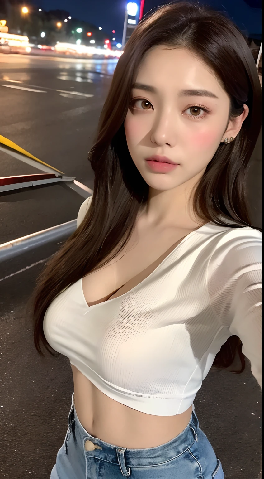 (high-level image quality、4K、8K)、K-pop idols、(Attractive Japanese Woman Pictures), Ultra-detailed face, Detailed lips, Fine eyes, Double eyelids,1 girl,、(selphie、selfee、write)、a gorgeous、(murky、nightclubs、Neon light、Radio City)、plumw、(Colossal tits:1.7)、dream-like、Unrealistic、scientific fiction、(爆乳、The tip of the chest is exposed、Club Fashion、Fluorescent color、Trimmed、Burst Micro Bikini、Over knee socks:1.2)、areolae slip、The areol、You can see the shape of the pubic area of the upper body、Boob emphasis、milker、Opening legs