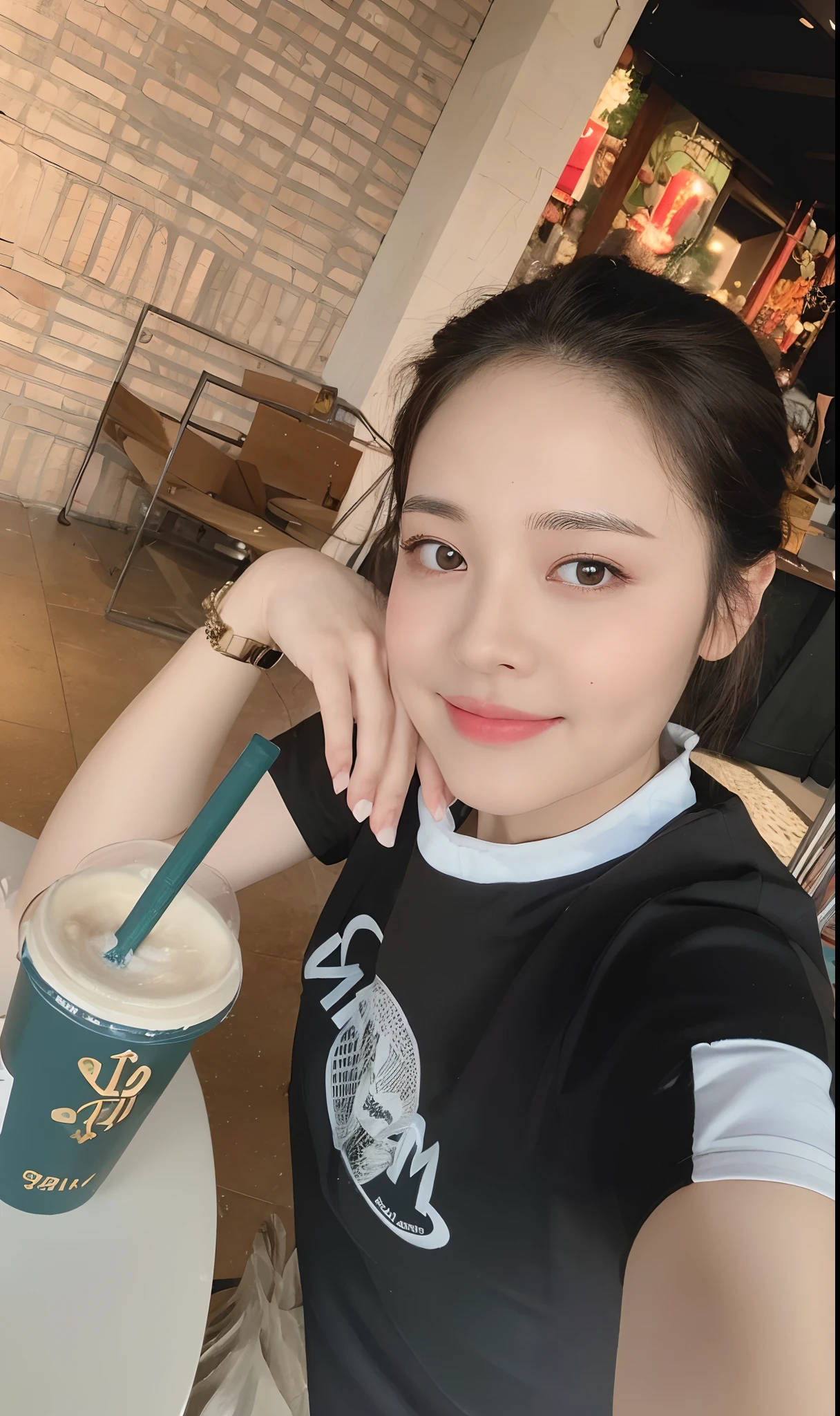 ((Best quality, 8k, Masterpiece :1.3)), 1girl, smiling, full body, slim face, Pretty woman, (Dark brown hair), full length dress :1.1, Ultra-detailed face, Detailed eyes, Double eyelid,  blur background, slim face, city, outside, street,
