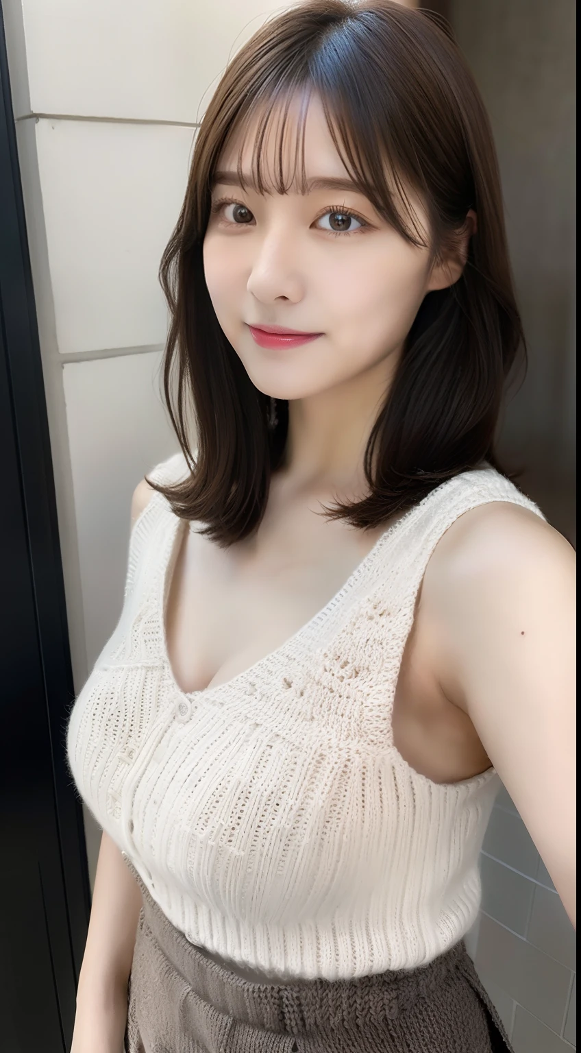 1 Lady, Dynamic Pose, Dynamic Angle, ((Openwork knitted maxi dress)) moles, Dynamic Angle, (((Detailed face:1.2))), ((Actress face)), slight smile, (Very huge bust size), (((Skirt lift))),  ((Sexy kinky panties visible)), high_resolution, high-heels, Crouching, No bras, , NSFW