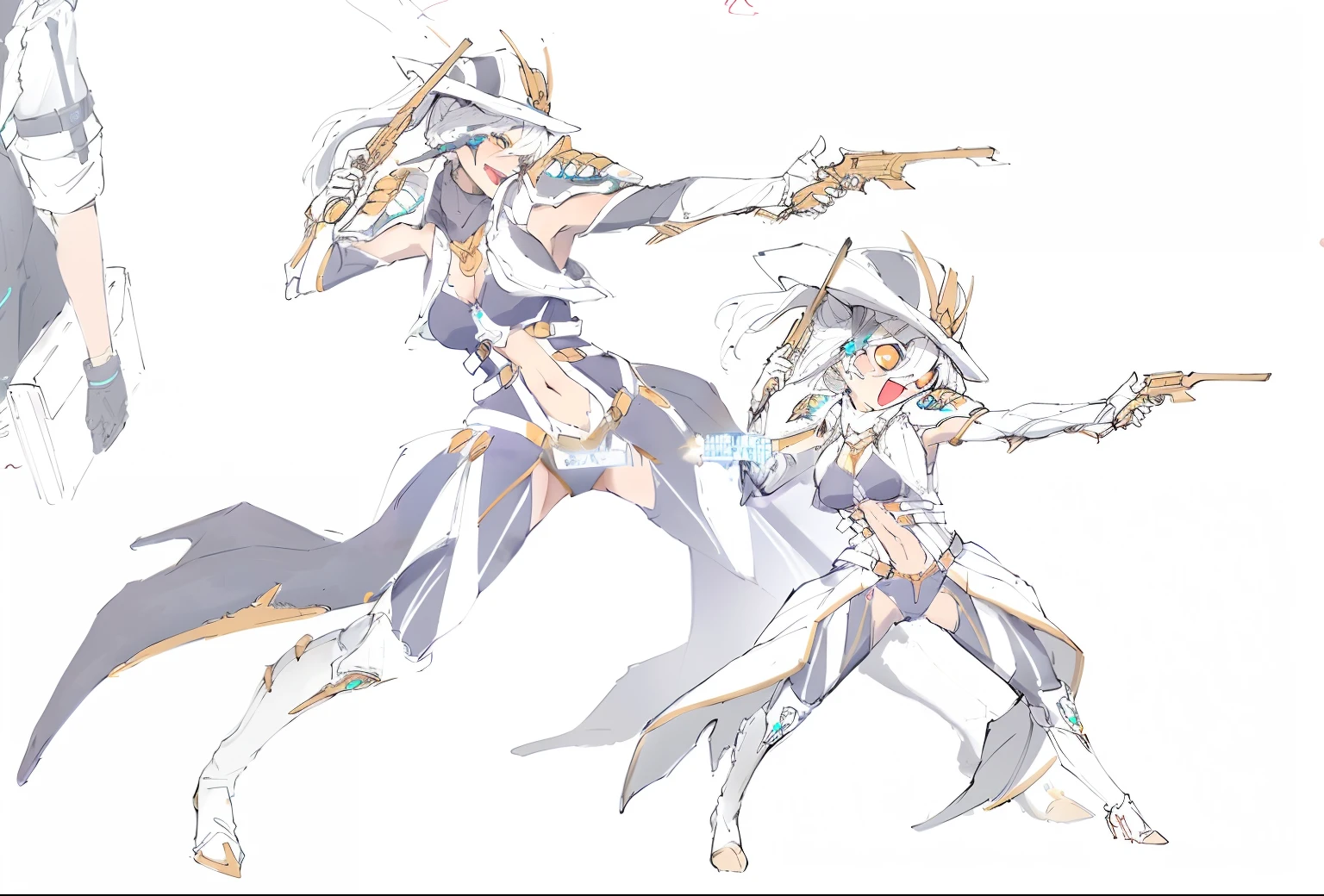 Anime characters are shown in various poses, ( ( concept art of character ) ), full body action concept art, beautiful full-body concept art, anime concept art, detailed full body concept art, Keqing from Genshin Impact, Anime character design, full body concept art, Genshin impact's character, Official concept art, knights of zodiac girl, character design art