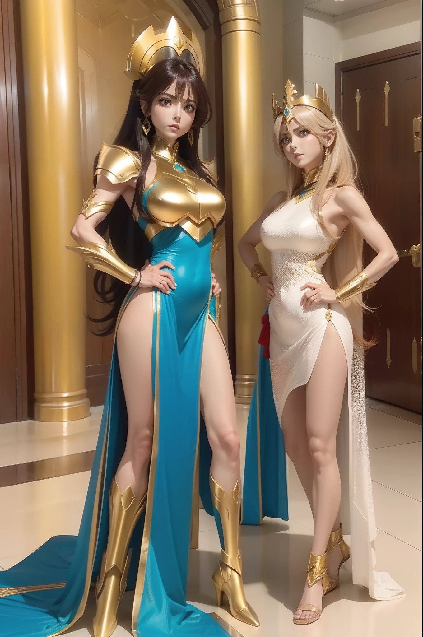 Female Saint Seiya sexy big eyes in Sanctuary standing long legs