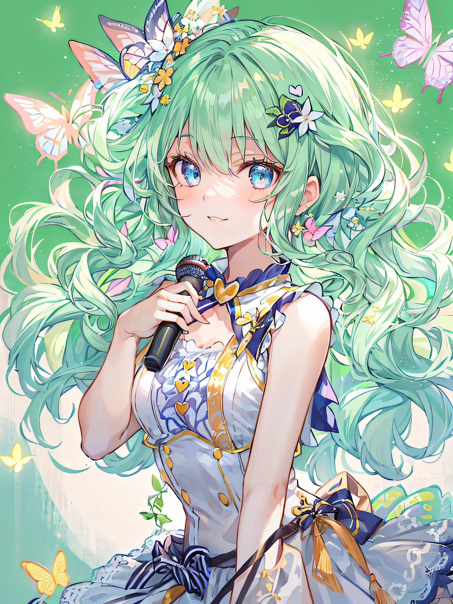 Holding microphone, normal left arm, perfect right fingers,