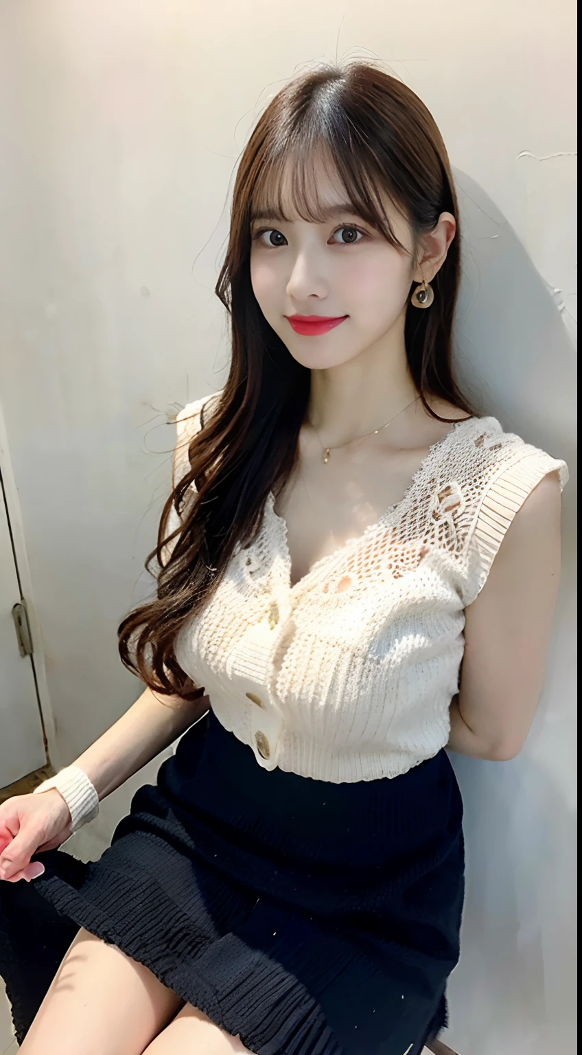1 Lady, Gorgeous and rich gorgeous woman, extra detailed face, Actress face, (((Skirt lift:1.2))), ((Openwork knitted maxi dress:1.2)) , tall stature, Sexy lace panties visible, ((one knee:1.2)), (((Very huge bust size))), No bras