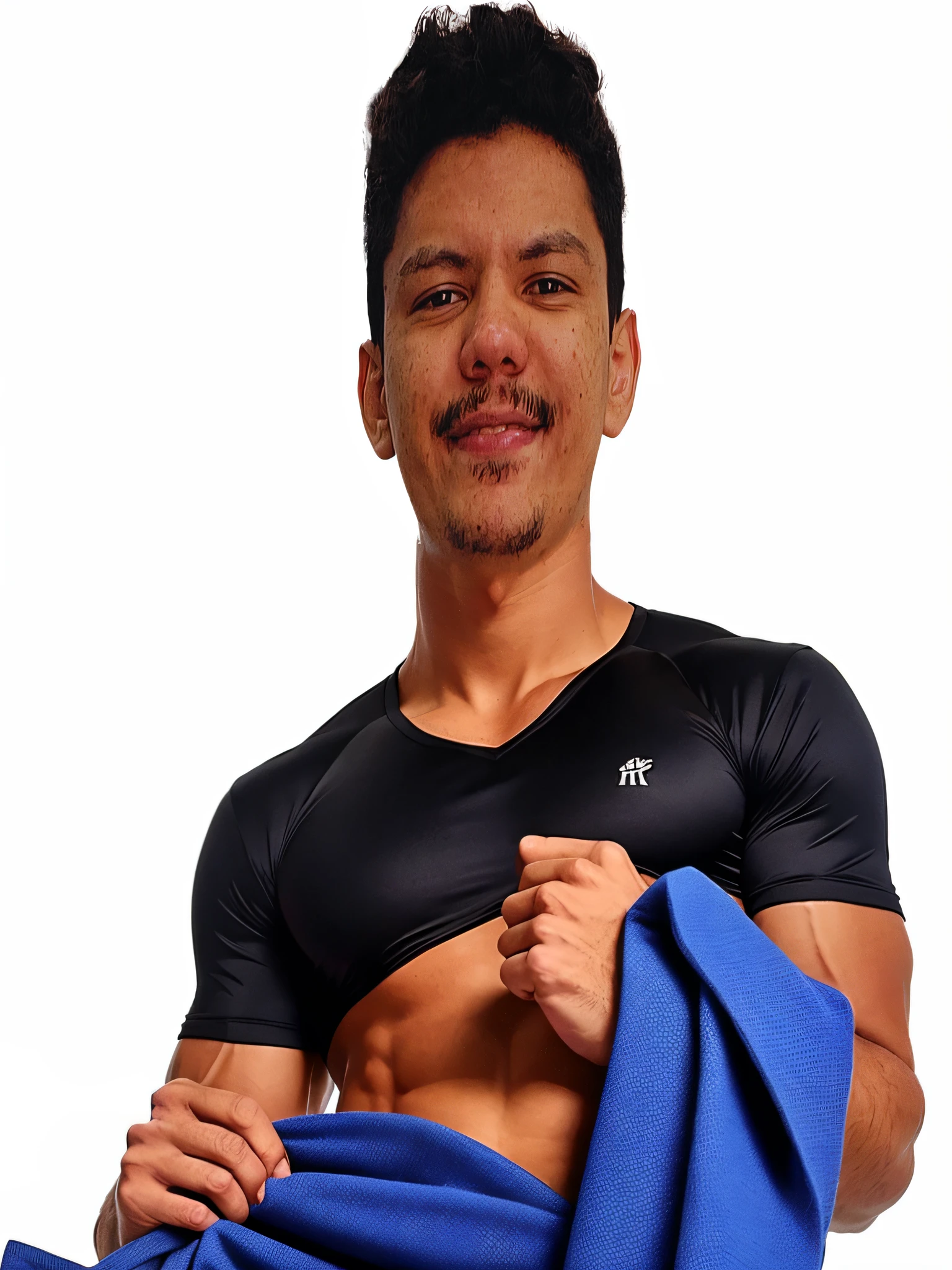 Japanese men、13 years old、Muscles and smooth skin、Very short black hair、A relaxed and friendly smile、colorful boxer briefs、The whole body is well visible、Fist pump in the bathroom、