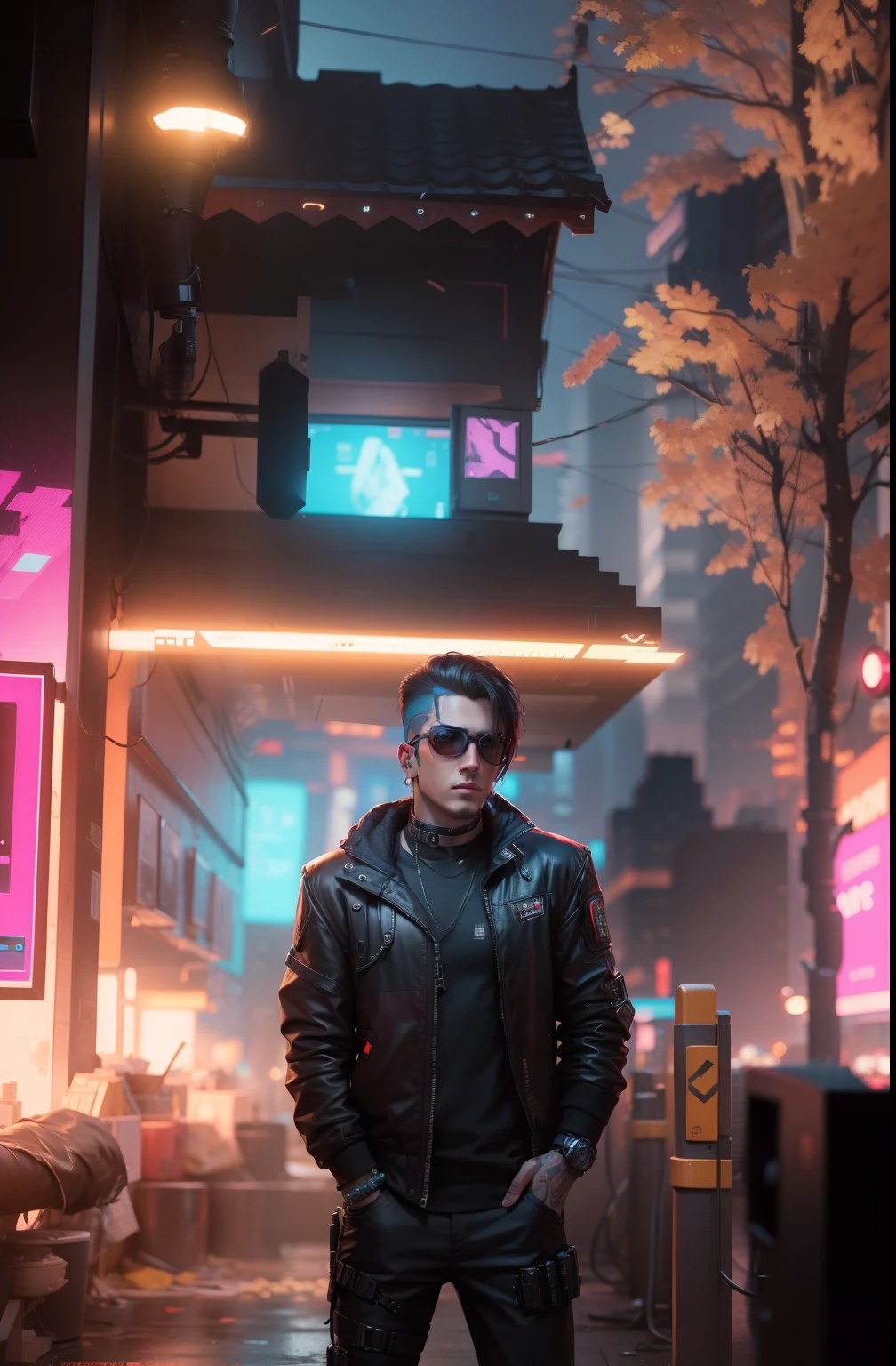 change background, cyberpunk handsome boy , realstic face 8k ultra resolution