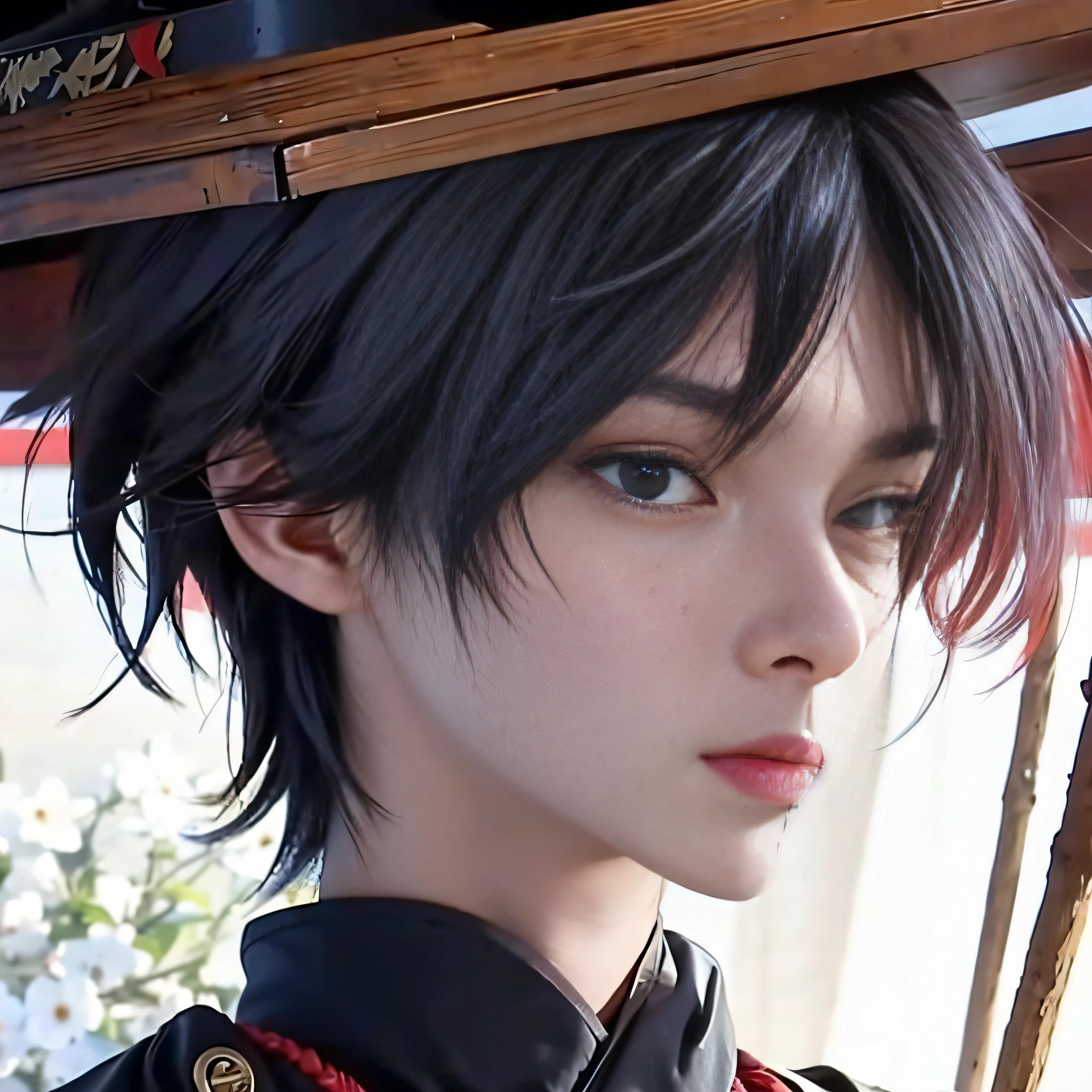 Japanese boy,Skirmishers from the Genshin Fool Regiment,Short black purple hair, Genshin impact's character, Genshin, Impact style,Genshin Impact