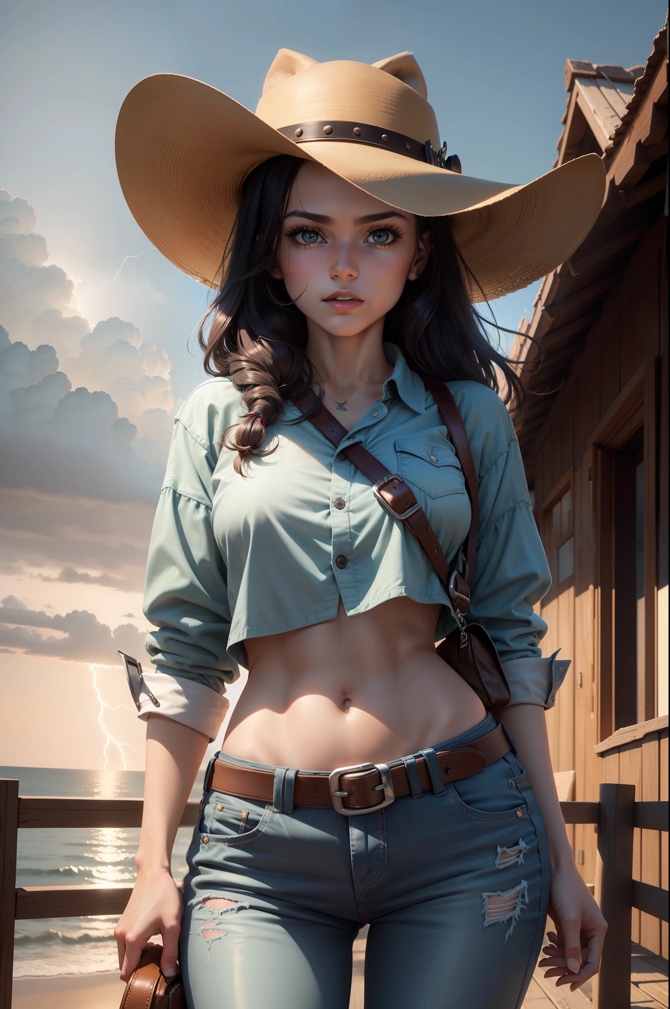 (Cowgirl Tiro), (master part), (best quality: 1.0), (Ultra Highres: 1.0), rosto e olhos altamente detalhados, (fotorrealista: 1.2), PARA QUEBRAR, ShayeraDC, olhos verdes, WMASK, eletricidade, Armadura Wolverine, black pants, diafragma, belt,
TO BREAK
sky, lightnings, nuvem