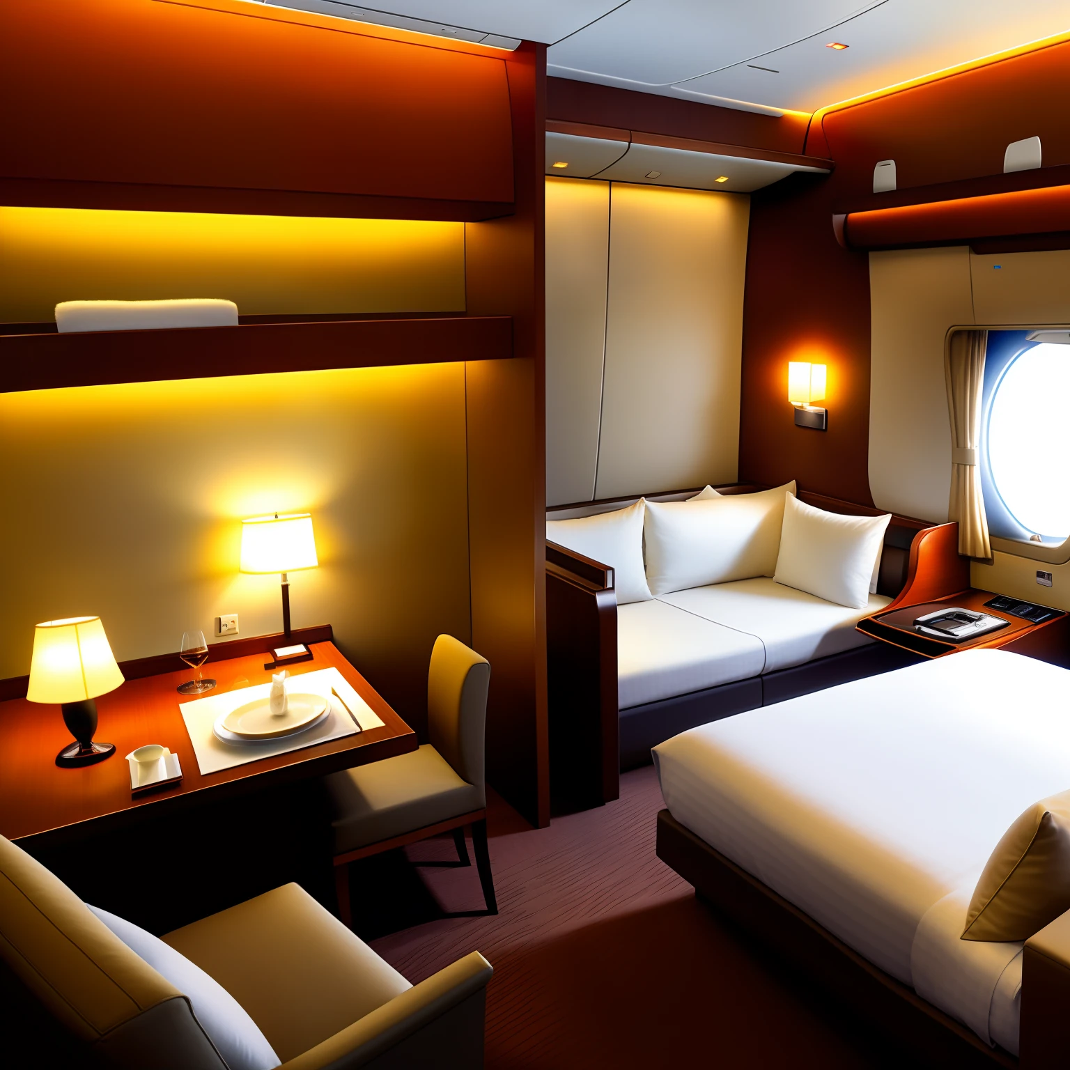 Luxury hotel in flight