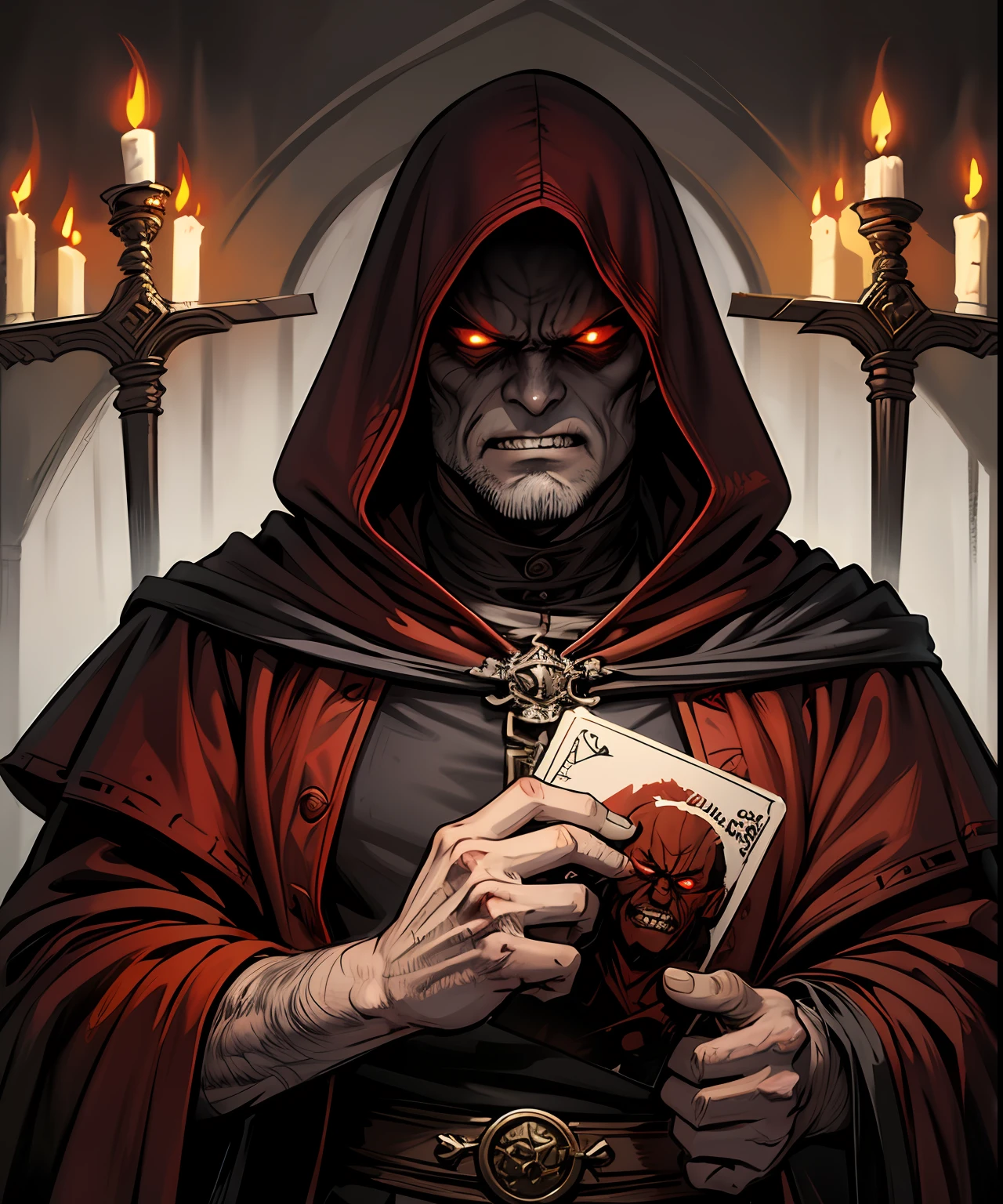 Prompt: "An evil skull day trader sitting in front of the computer doing trading, top quality picture. Add the text 'Eder Santo Professional trader investments Creating terror in the market' in the image."