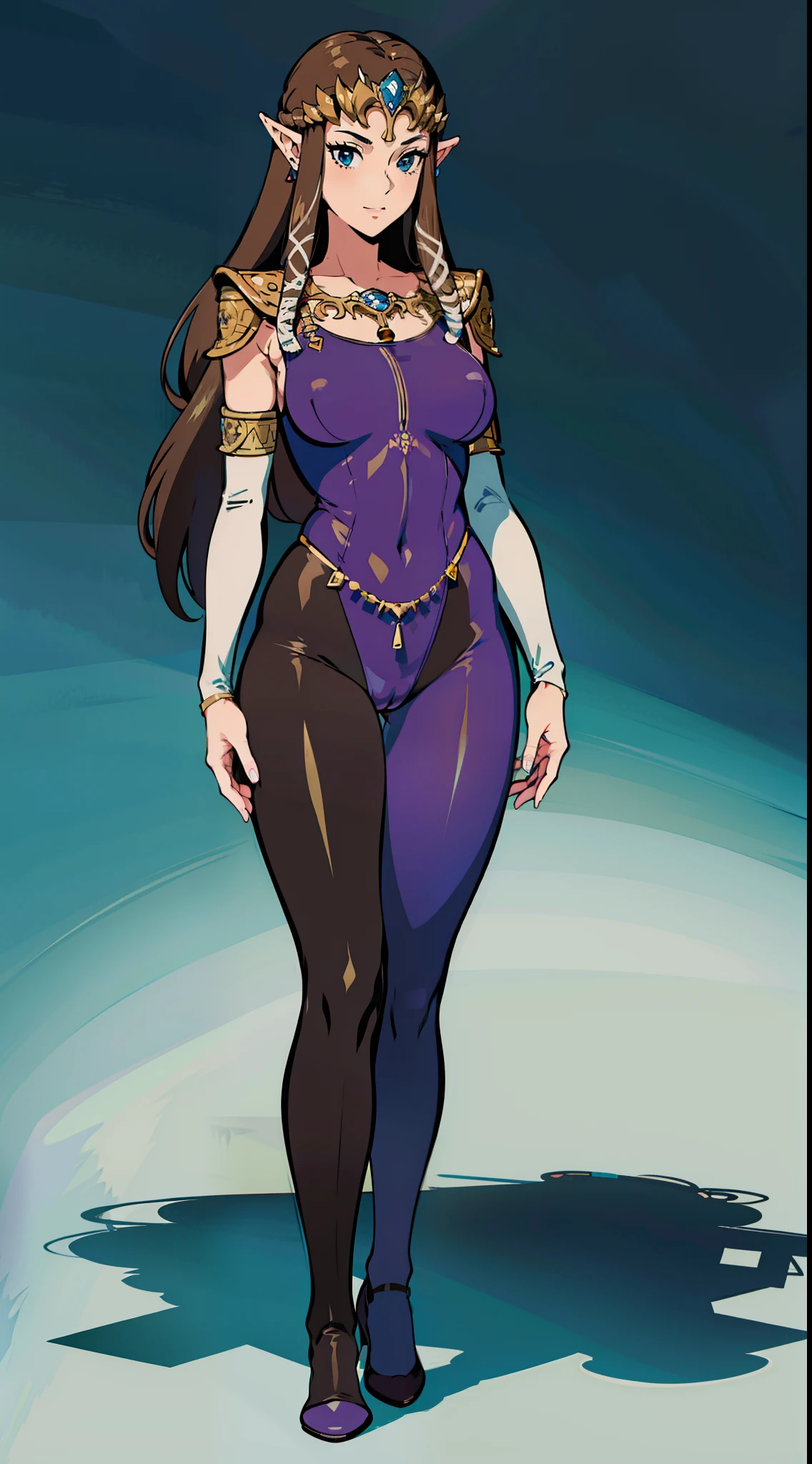 8K high quality, high accuracy, mature woman, mature figure, princess zelda, beautiful figure, beautiful face, small face, twilight princess, beautiful, bright, highlights in eyes, small ears, brown hair, sexy, super big tits, extra large tits, eyes are blue, erotic, beautiful line drawing. Black motorcycle suit, black full body tights, black clothes, tight fitting body,