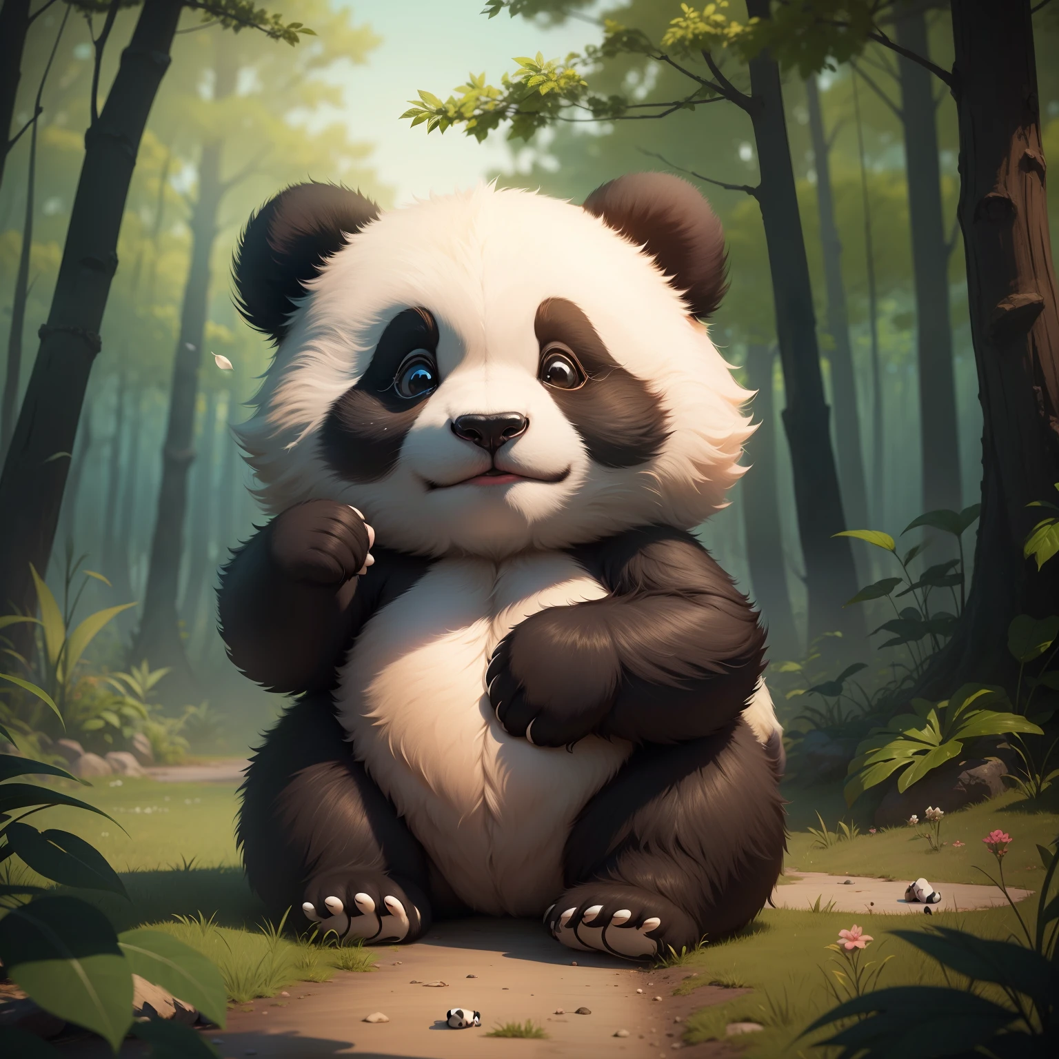 Cute panda in nature wallpaper for mobile quality is 8k