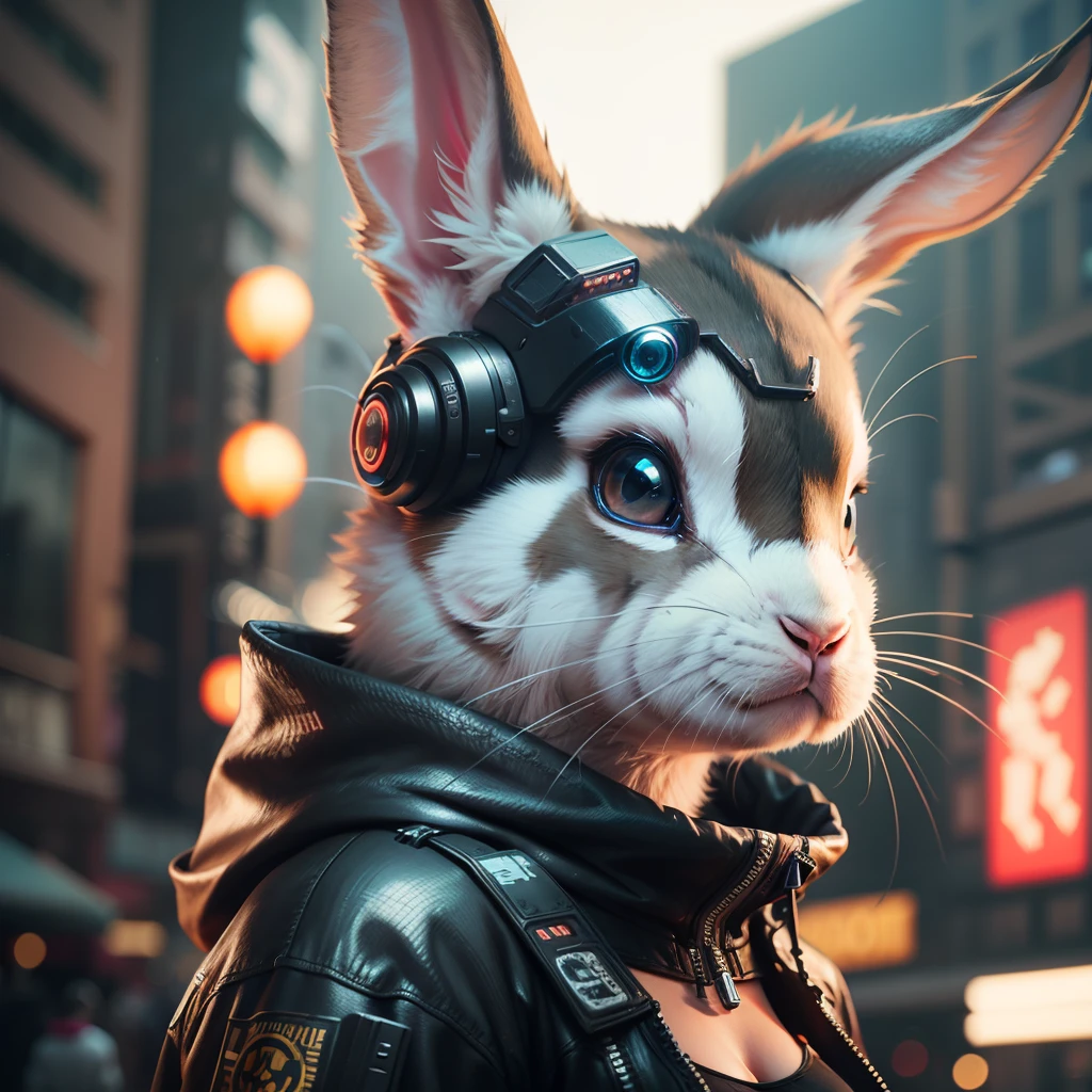 Cyberpunk rabbit,realistic,extremely detailed,cinematic,--v5