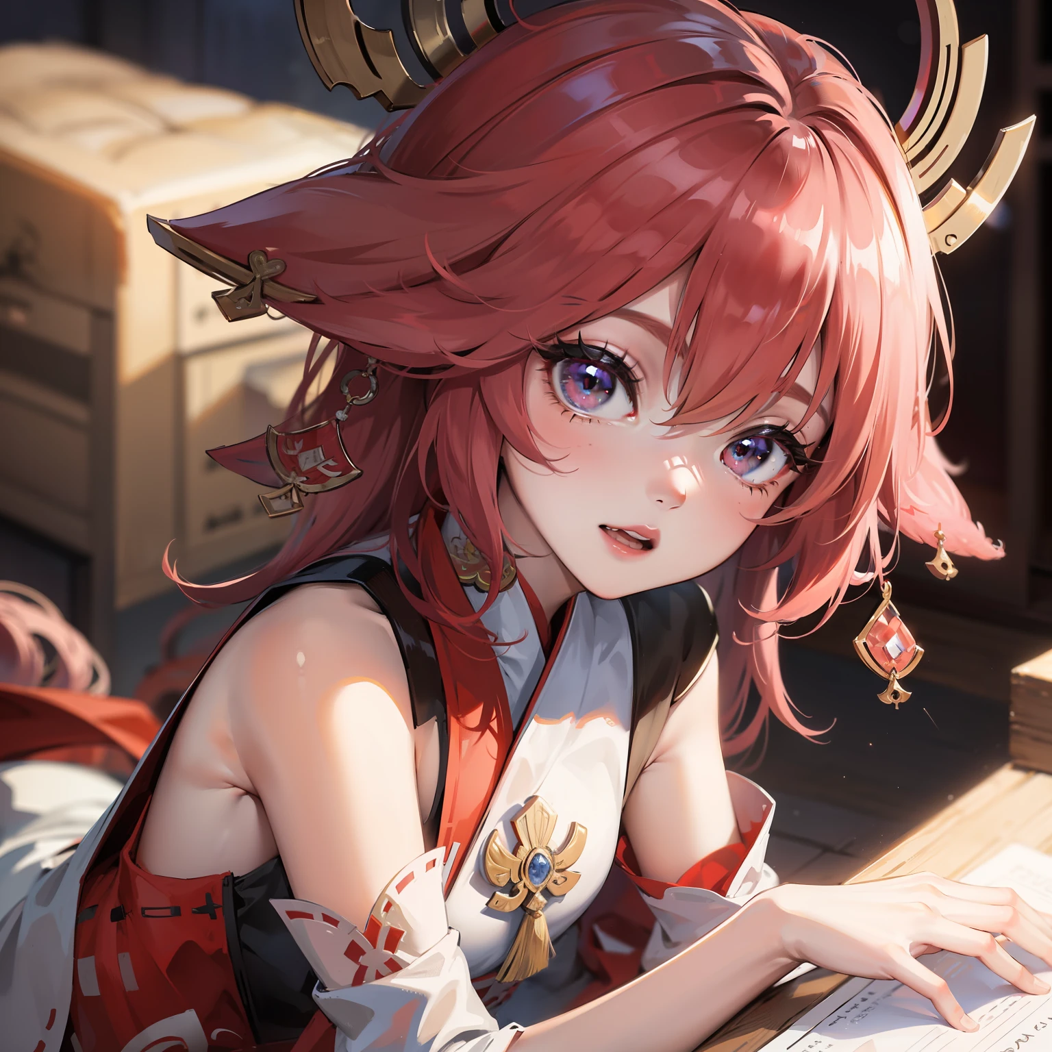 Yae Miko,Masterpiece 8k,Naughty,Royal sister,extreme hight detail,adolable