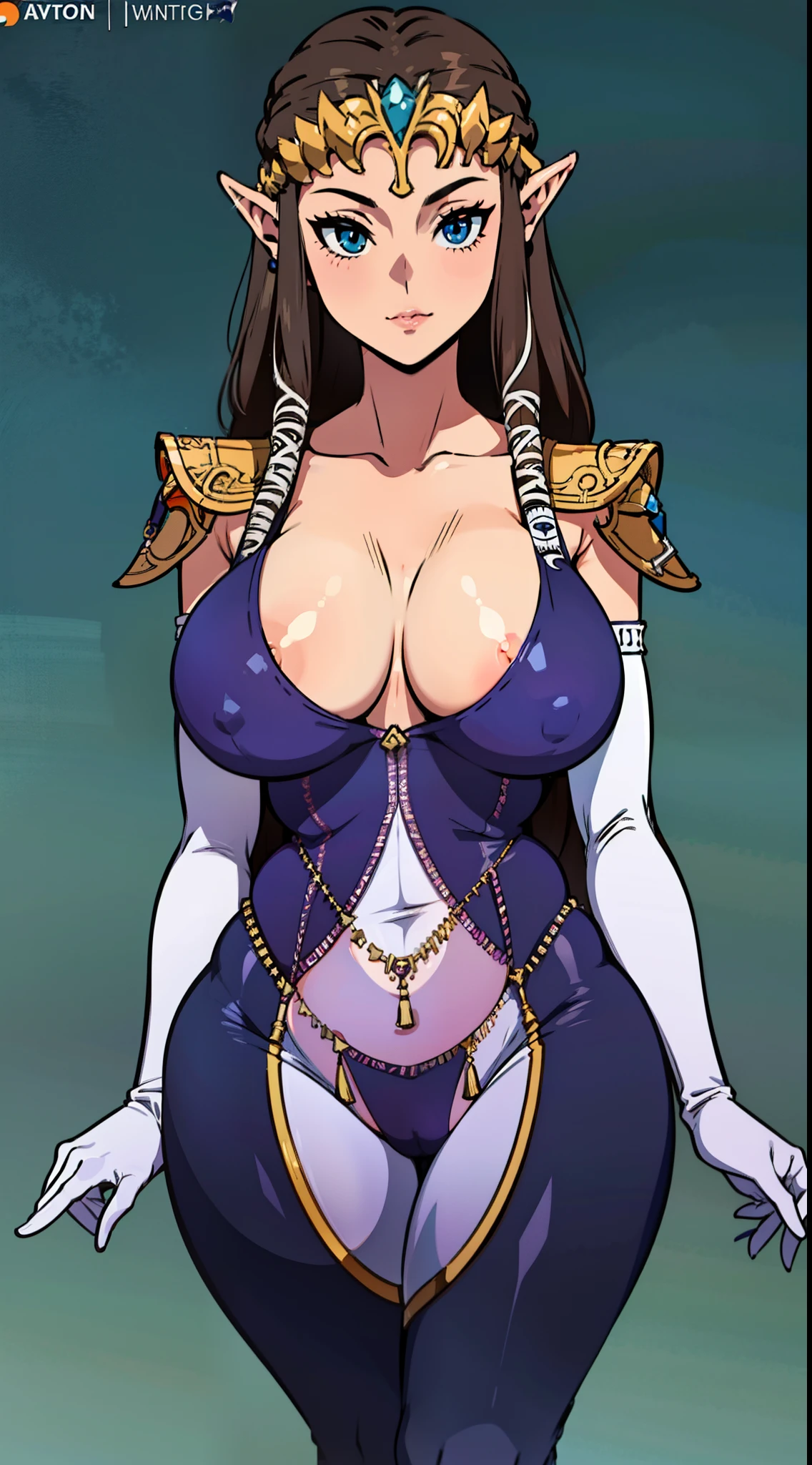 8K High Quality, High accuracy, Mature Woman, mature figure, princess zelda, Beautiful figure, Beautiful face, a small face, Twilight Princess, Beautiful, Bright, highlight in eyes, small ears, Brown hair, Sexy, ultra gigantic tits, extra large tits, Eyes are blue, Erotic, beautiful line art. black motorcycle suit, Black Full Body Tights, Black clothes, Tight-fitting body,