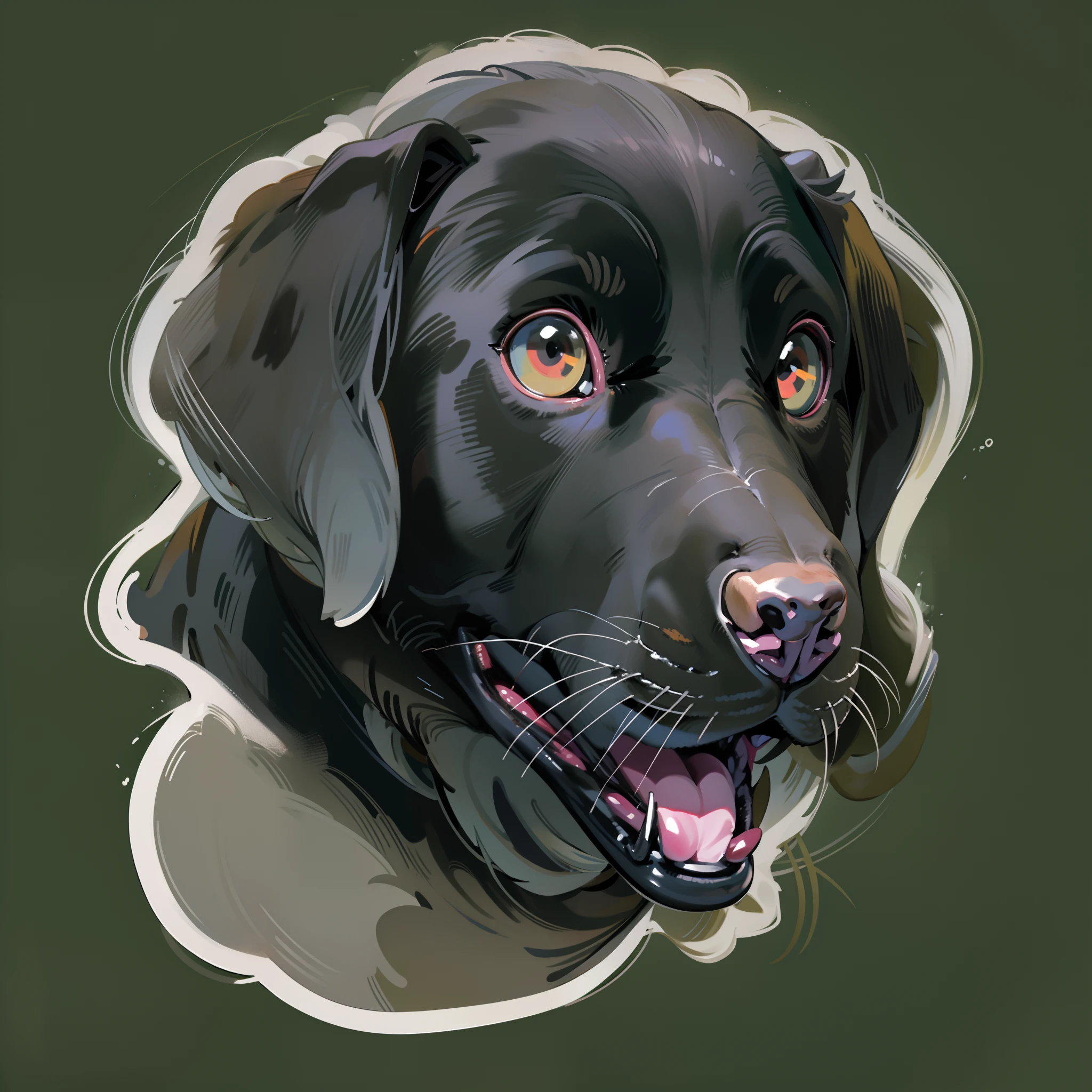 sticker, black labrador retriever, cute, puppy, , white background, 1dog,