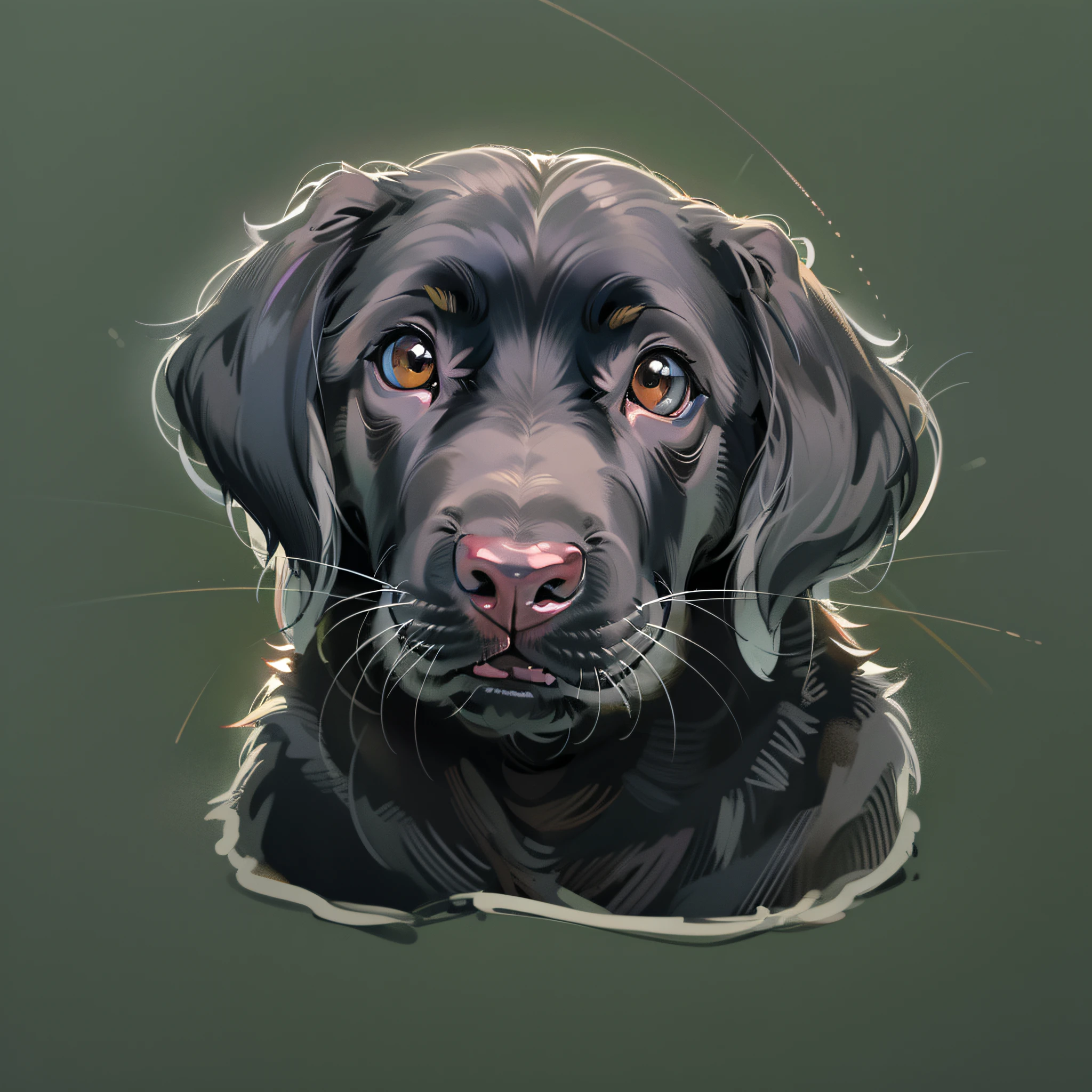 sticker, black labrador retriever, cute, puppy, , white background, 1dog,