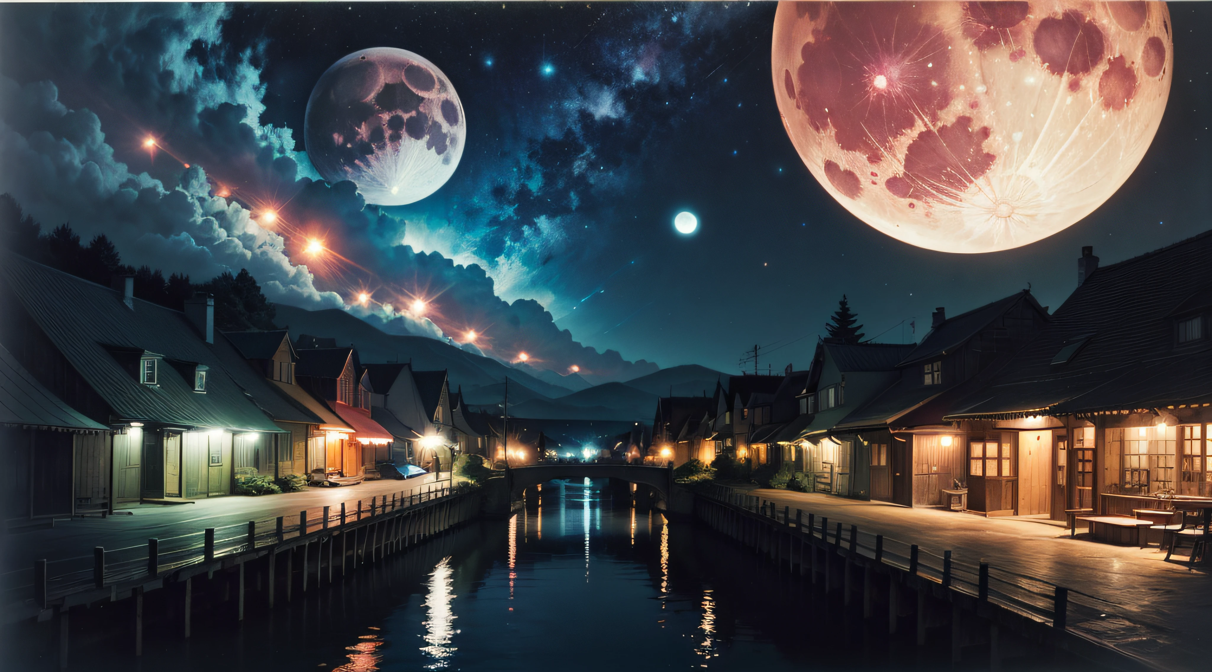 colourfull、rivulets、falls、kosmos、Big Moon、realisitic、No people