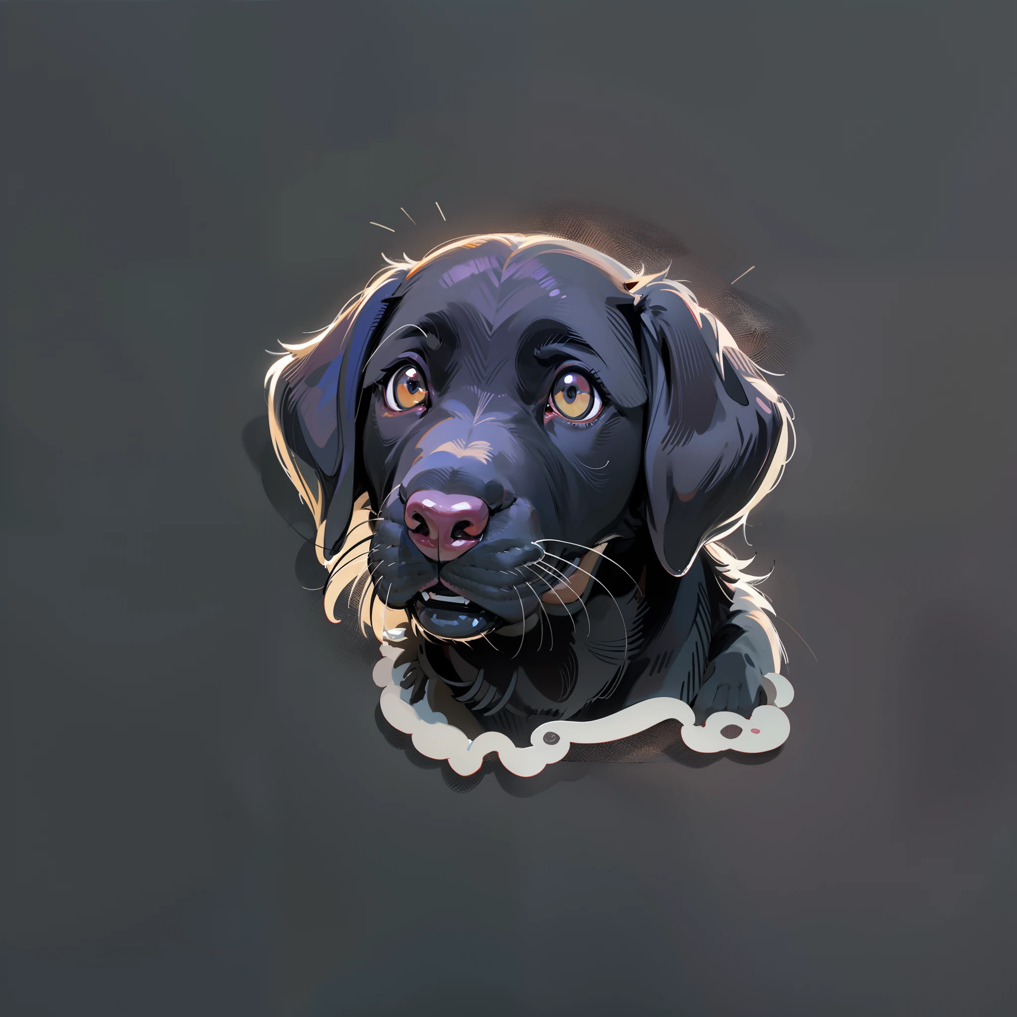 sticker, black labrador retriever, cute, puppy, , white background, 1dog,