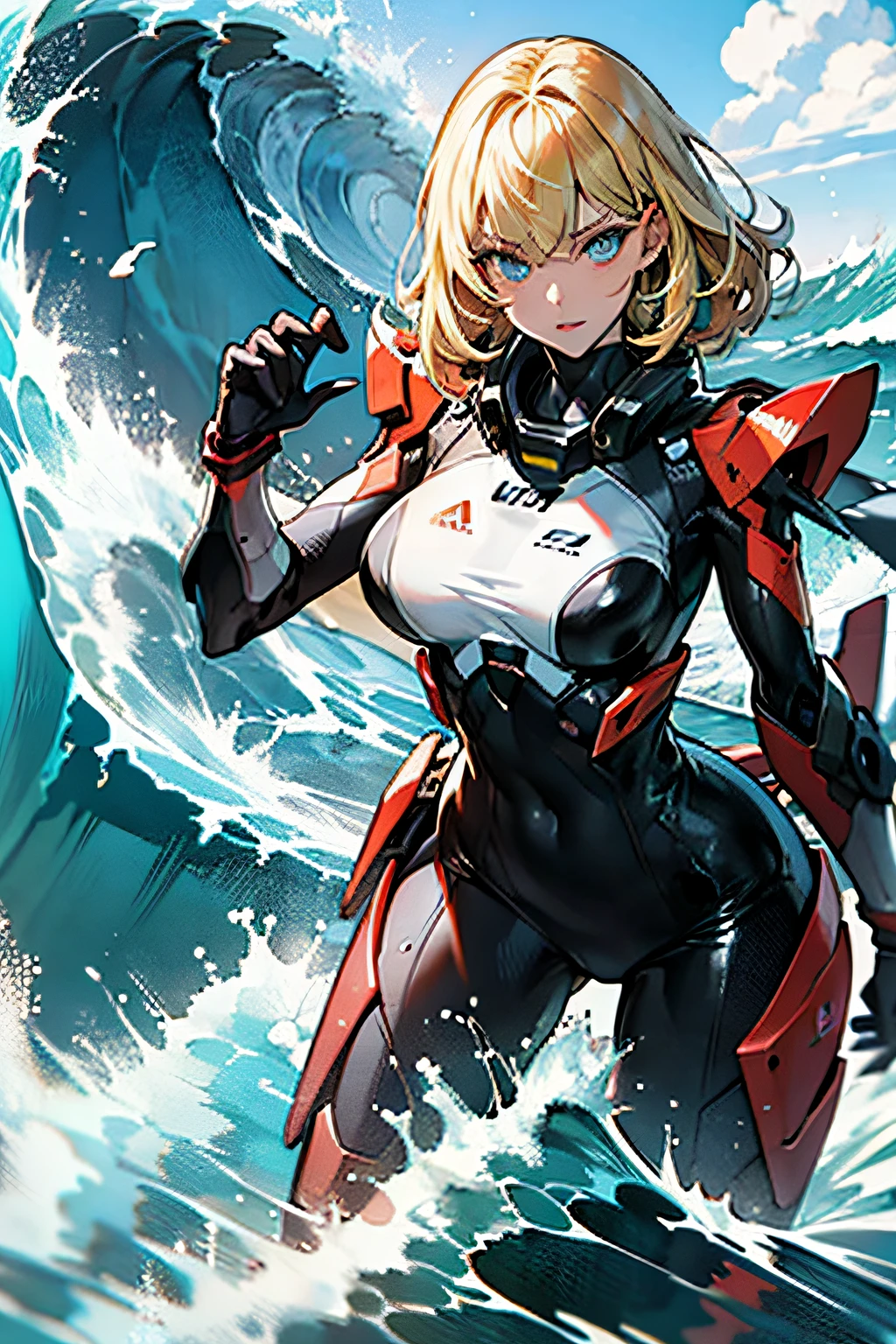 blond hairbl,femele,Beautuful Women,Big waves,mechs,sci-fy,driving suit