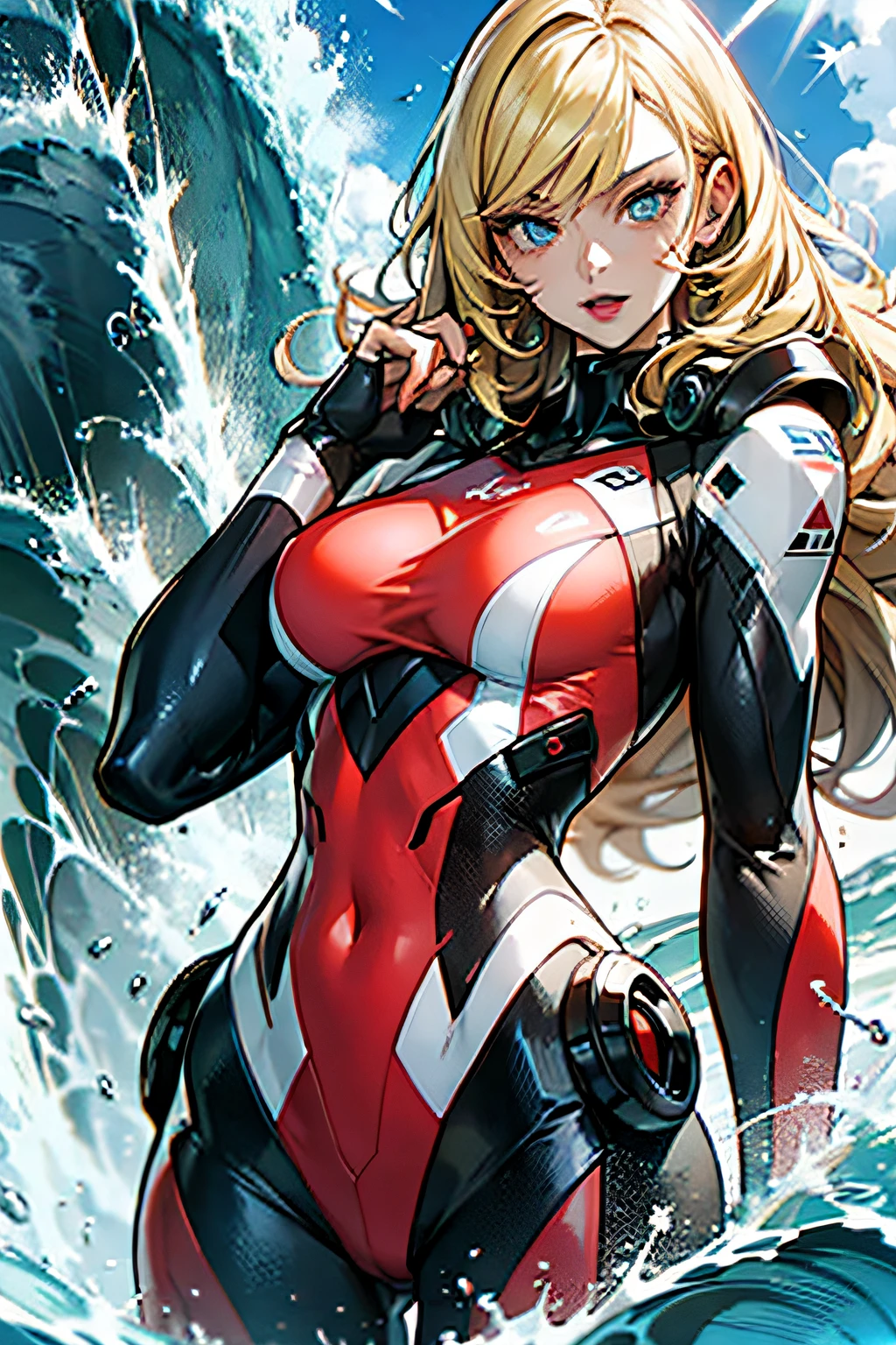 blond hairbl,femele,Beautuful Women,Big waves,mechs,sci-fy,driving suit