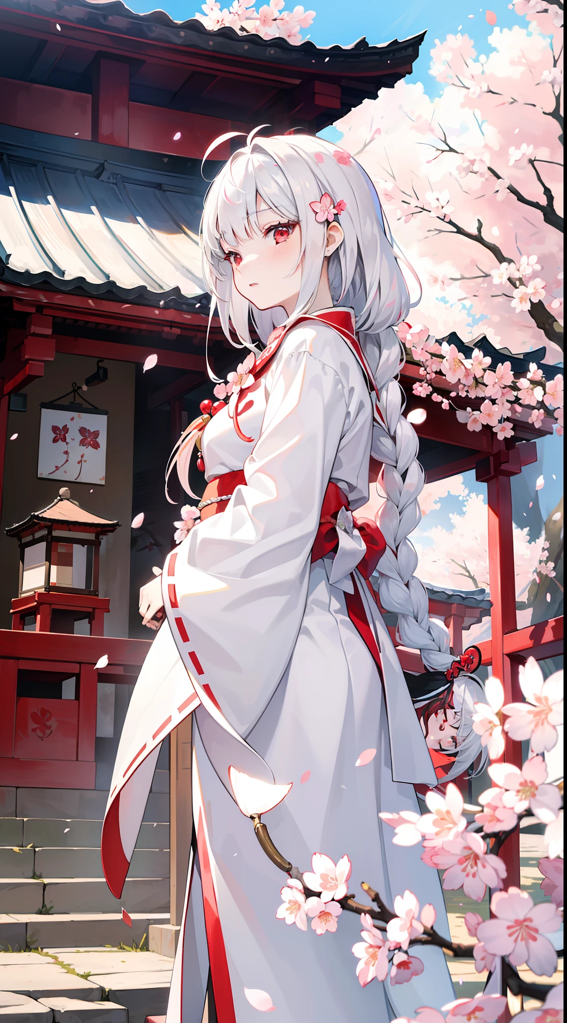 Anime girl in a kimono outfit standing in front of a building - SeaArt AI