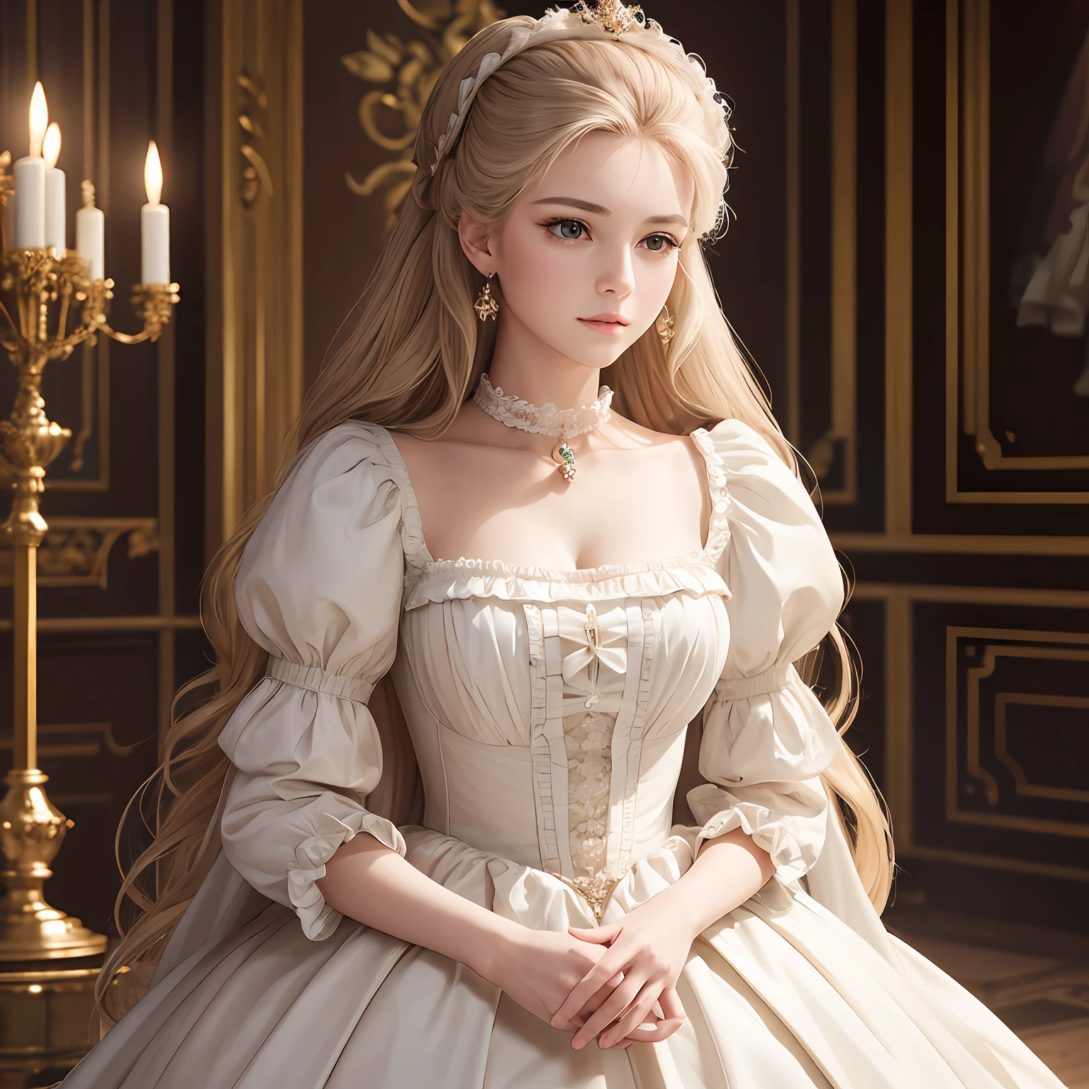 top-quality(Highest Quality) , High quality(hiquality) etc ○○ detailed – ○○ details ultra detailed(Ultra-fine ) , Extremely detailed(Extremely detailed) , Finely detailed(Fine-grained) etc ○○ res – ○○ resolution ultra high res(超A high resolution) , very high res(hight resolution) etc Realistic – Realistic Photorealistic – photorealistic beautiful – beautiful 4k , 8K , 16K – 4K image quality , 8K , 16k distinct – clearly Best Aesthetic – Supremely Aesthetic ,Marie Antoinette,Palace of Versailles,medieval times,ue,((1girl in)),up hairstyle,French dress,((Ankle-length long dress)),rokoko,pannier,hoop skirt,Perfect fingers