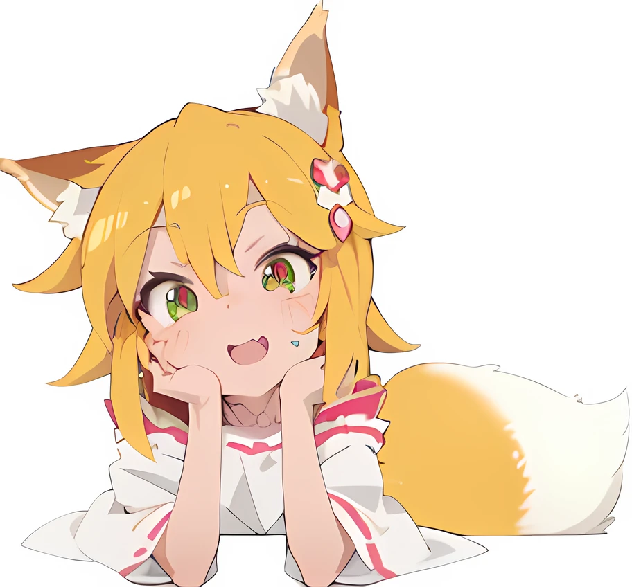 closeup of adorable anime foxgirl with a smug expression, vibrant orange hair, captivating green eyes, and charming fox ears.
