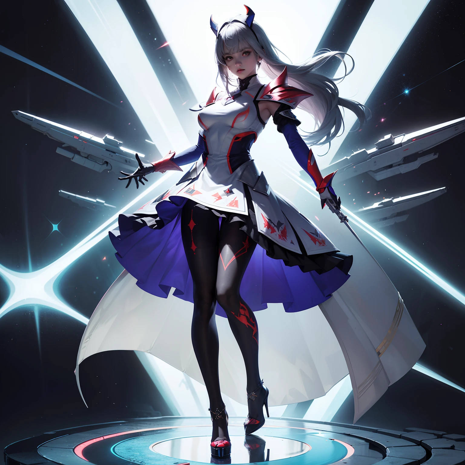 (full body:1.5),(1girl:1.3),(looking at viewer:1.4),(anatomy correct:1.3),(Wearing Printed Fantasy Ultraman suit and pointed high heels ,and Very thick Printed ta Pantyhose :1.35), (Light particle effect:1.3),(In pink | amarelo | blue colors| green color |red colors | white colors| black in color| purpleish color| greys| Beige| Flesh color 1.4),(Glowing eyes:1.3),(Large amplitude action: 1.3),(Accurate and perfect face:1.4),(Clothing Gloss:1.25),(Skin reflection:1.25),hyper HD, Ray traching, reflective light,structurally correct, Award-Awarded, high detal, lightand shade contrast, Face lighting,cinmatic lighting, tmasterpiece, super detailing, high high quality, high detal, best qualityer, 16k,high contrast,