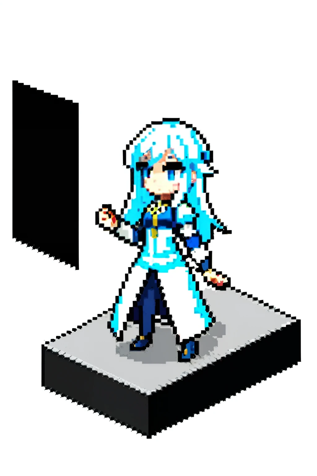 (tmasterpiece,top Quority,best qualtiy),pix,pixelart,one-girl,full bodyesbian,adolable,cartoony,white color hair