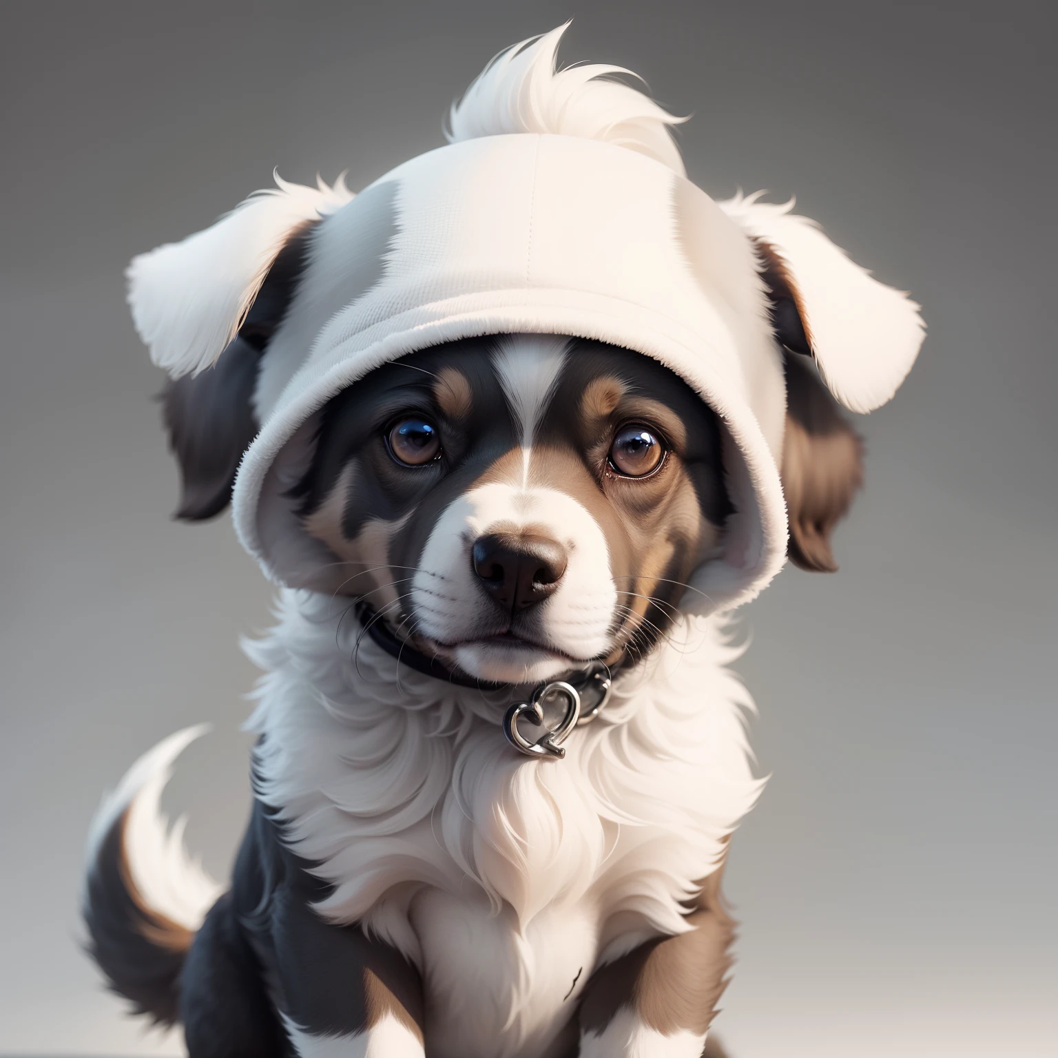 Very very bCute papy dog with grey background