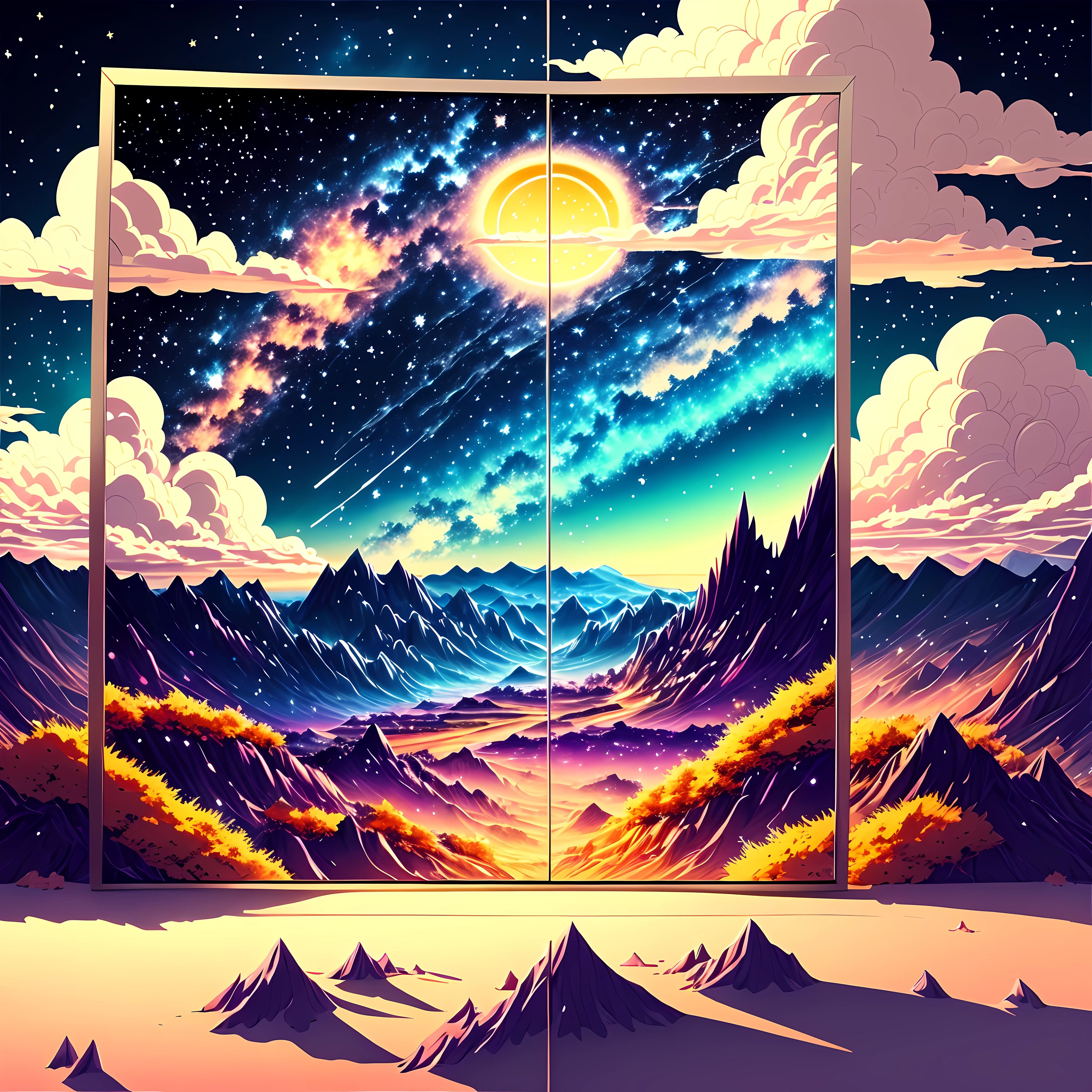 4K anime starry sky landscape screen