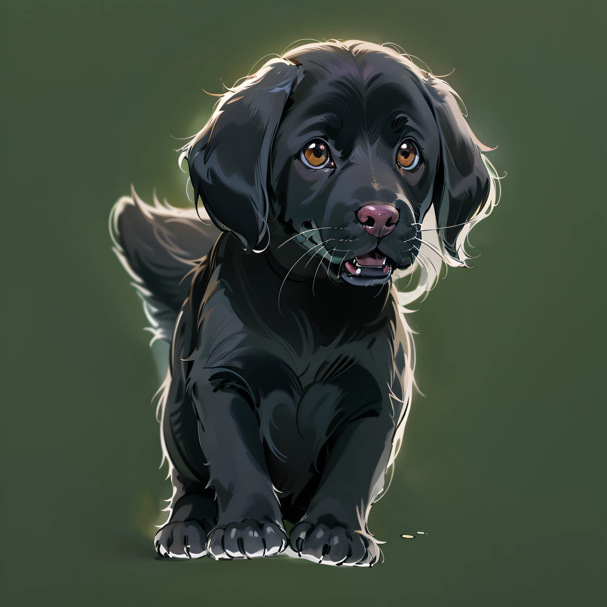 sticker, black labrador retriever, cute, puppy, , white background, 1dog,