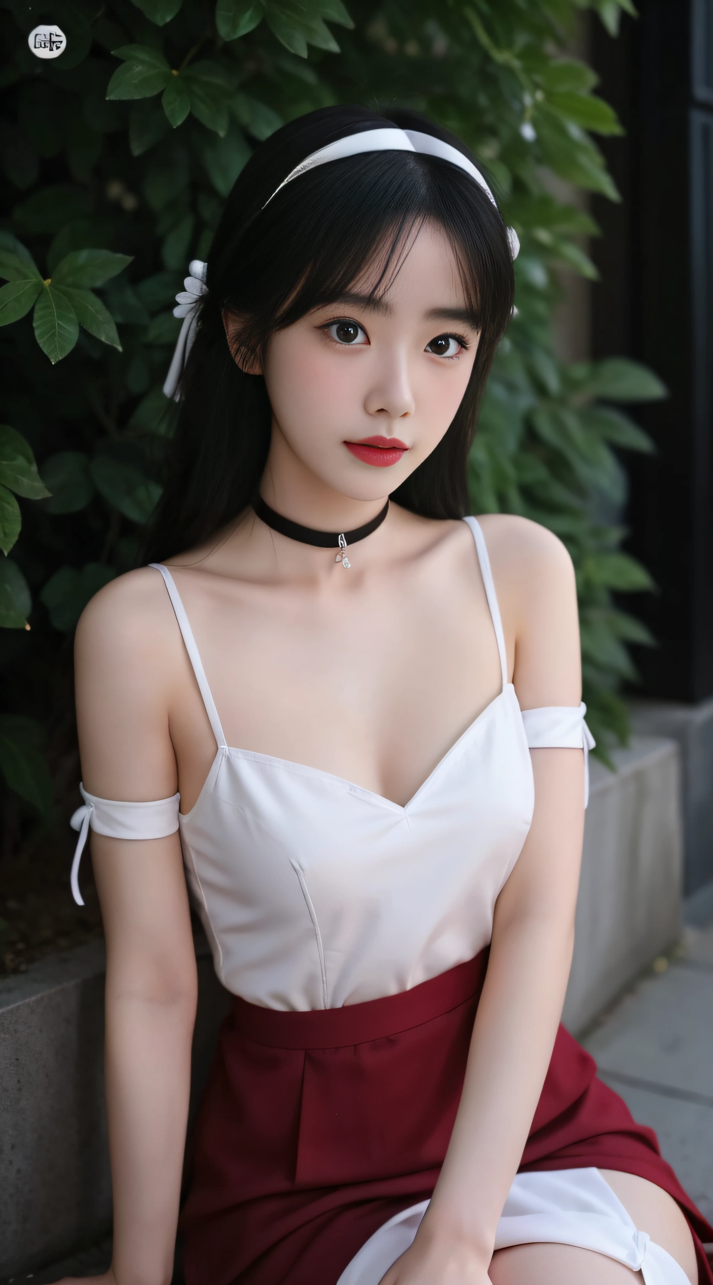 Hanfu, Harnes,Stocking girl,smallunderboob,Bracelet,耳Nipple Ring,head gear,choker necklace,outside