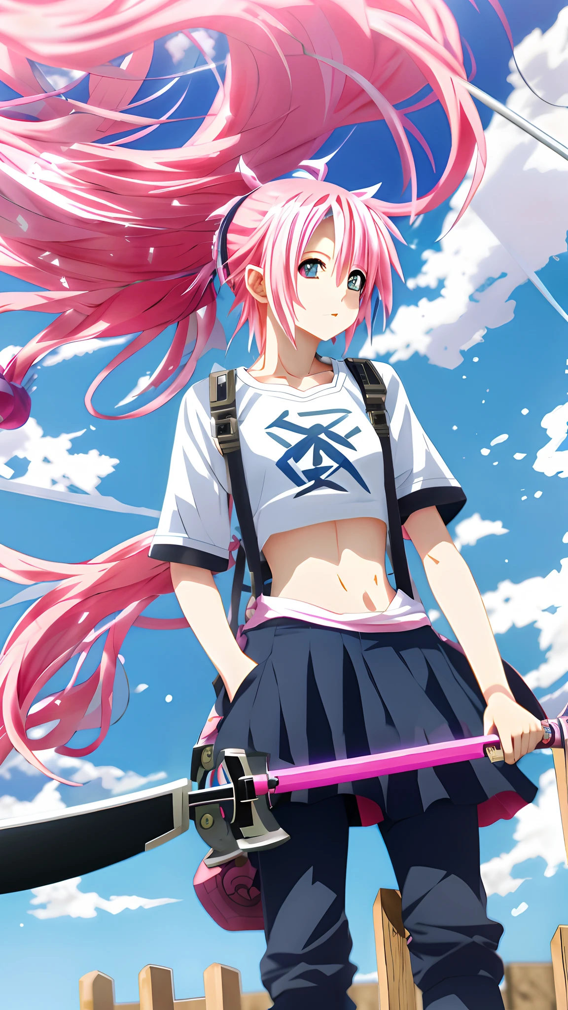 Anime girl with pink hair holding a sword and a pink sword, style of anime4 K, Best anime 4k konachan wallpaper, pink twintail hair and cyan eyes, ultra hd anime wallpaper, Beautiful Anime High School Girls, anime girl with a bow and arrow, Anime wallpaper 4 k, Anime wallpaper 4K, 4k manga wallpapers, madoka kaname