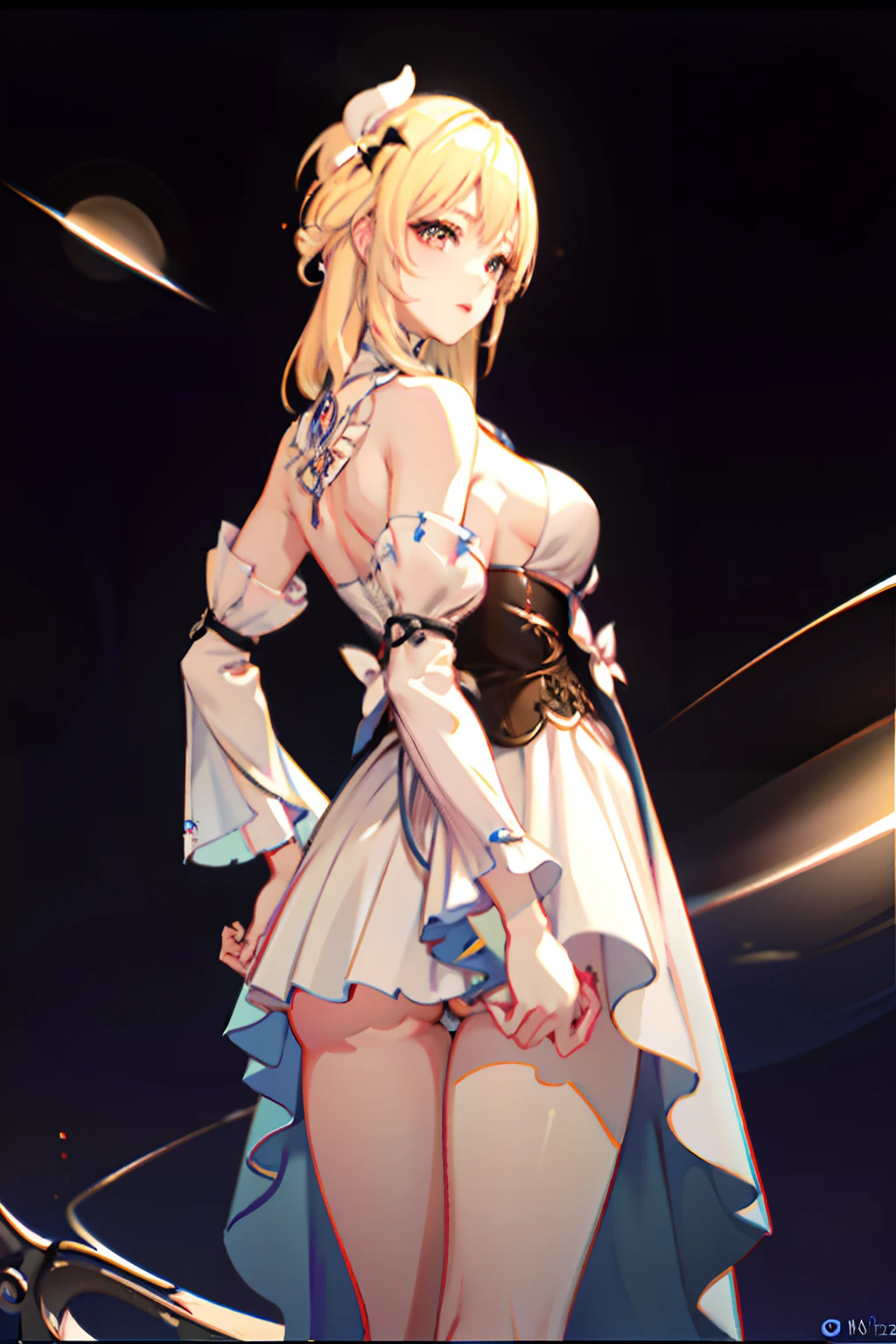 masterpiece, best quality,
1girl, night, Nineveh, meteor shower background, lewd, bottomless, no panty, pussy , front,