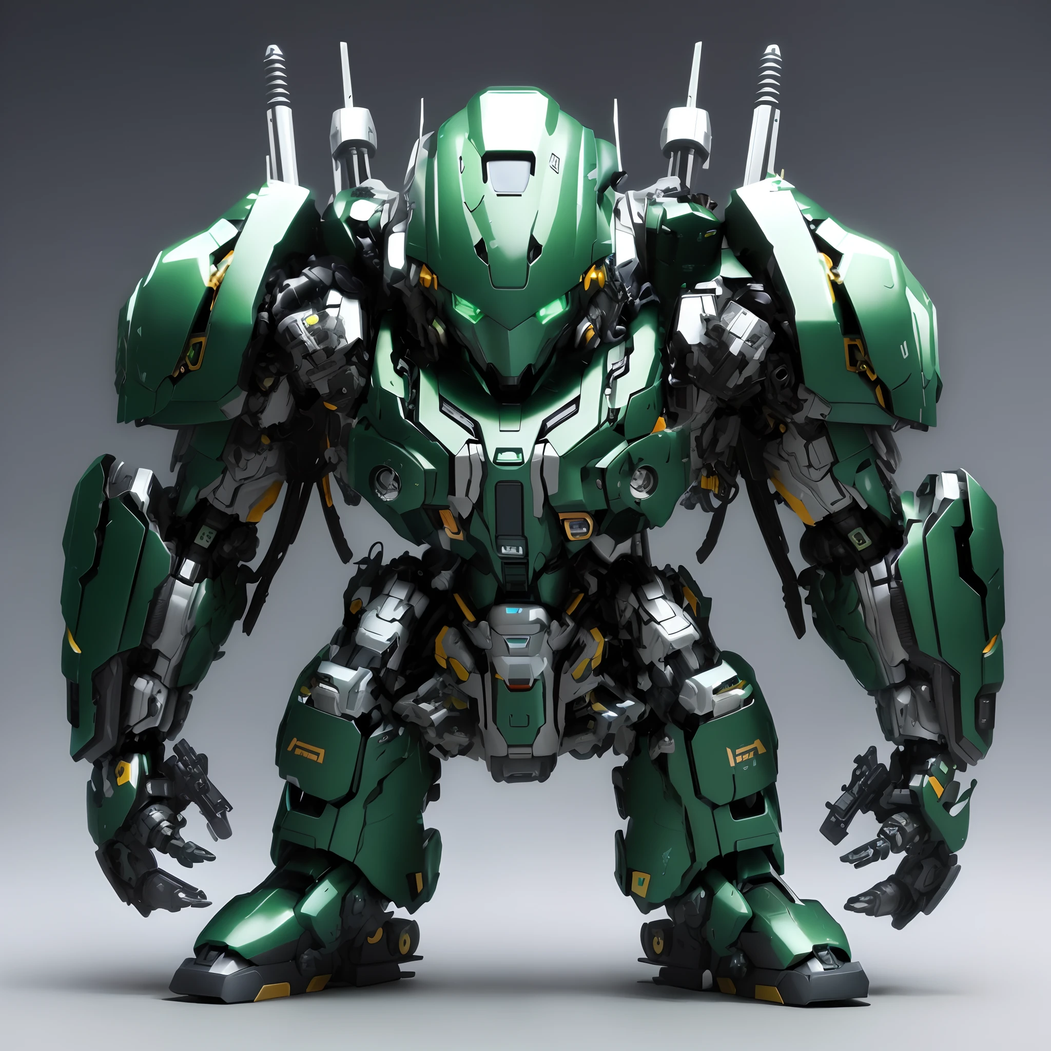 Close up of green and black robot holding gun, Tremendous Mecha Robot, action figure mecha, cool mecha style, mechasuit, futuristic Mecha robot, full body mech, mech body, metal gear mech, mechasuit, full body mecha suit, armored core style mecha, anime robotic mixed with organic, saudi futuristic warrior mecha