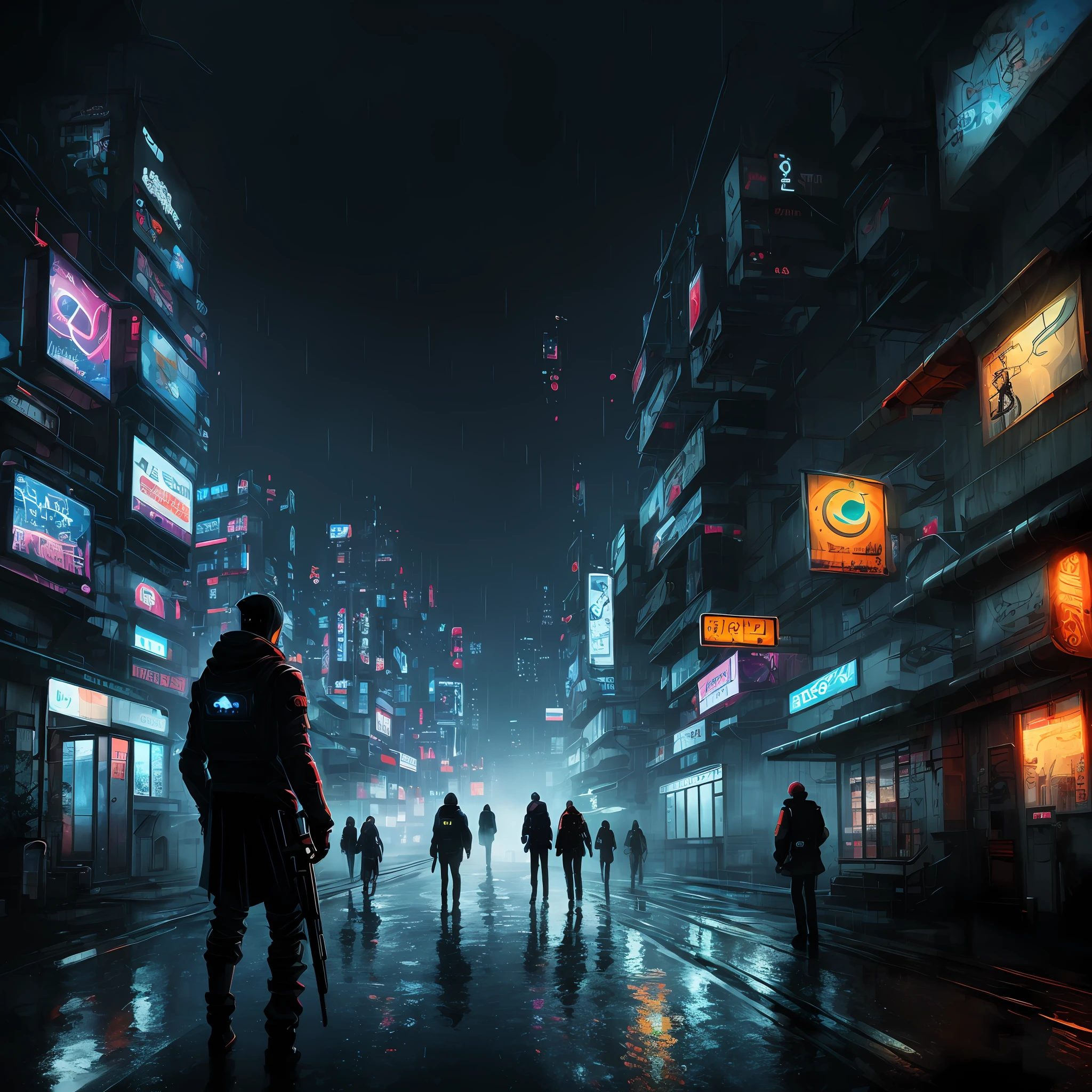 cyber punk perssonage，8k，Anime shoujo，rained，mist，Wallpapers