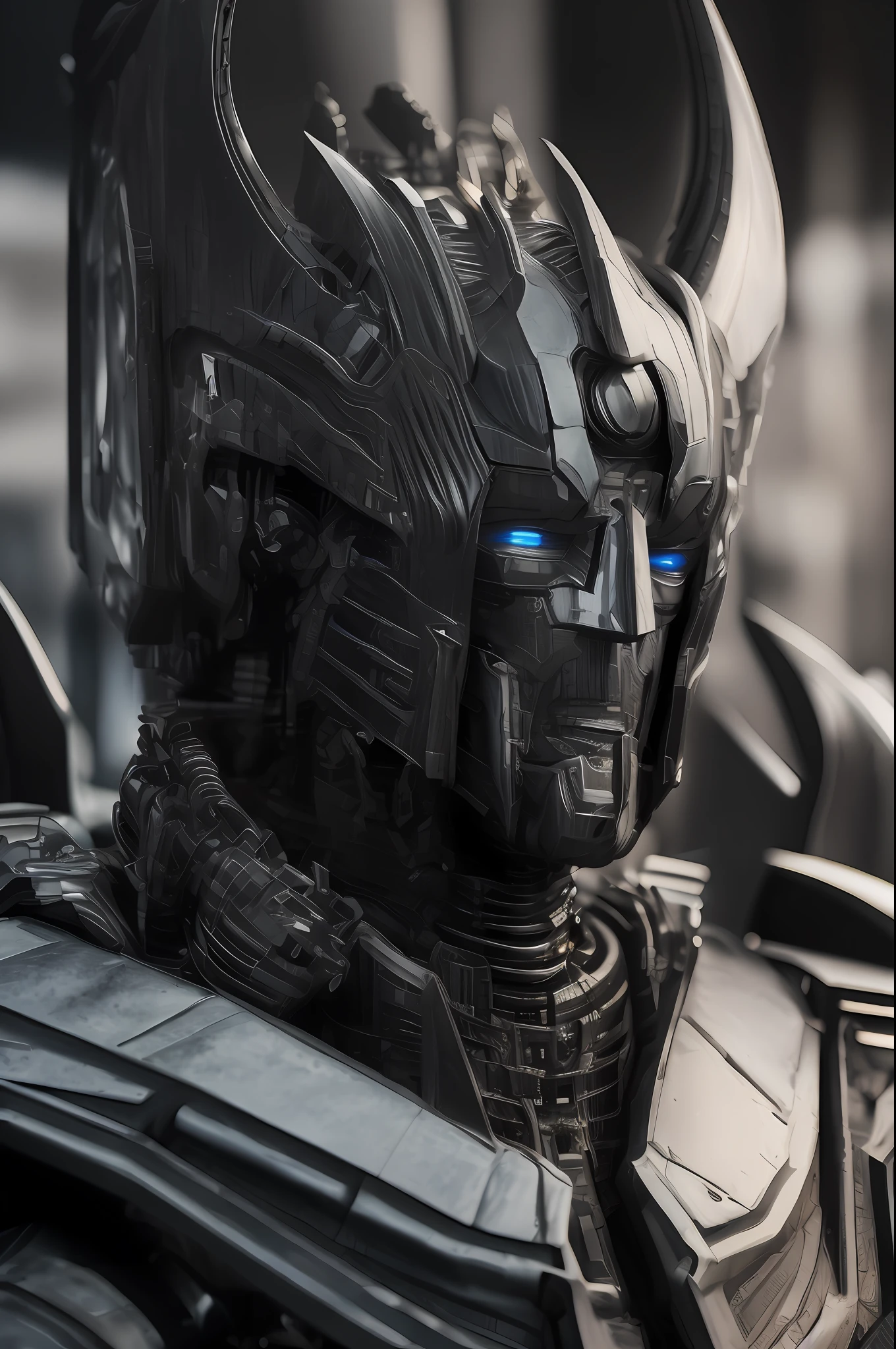 Transformers, Batman and HR Giger style, photo realism, hyper-detail, natural light, light background, photos, studio lighting cinematic shooting + dynamic composition, incredible detail, sharpening, detail + intricate details + professional lighting, cinematic lighting + 35mm + anamorphic + lightroom + photography + bokeh + lens flare + film grain