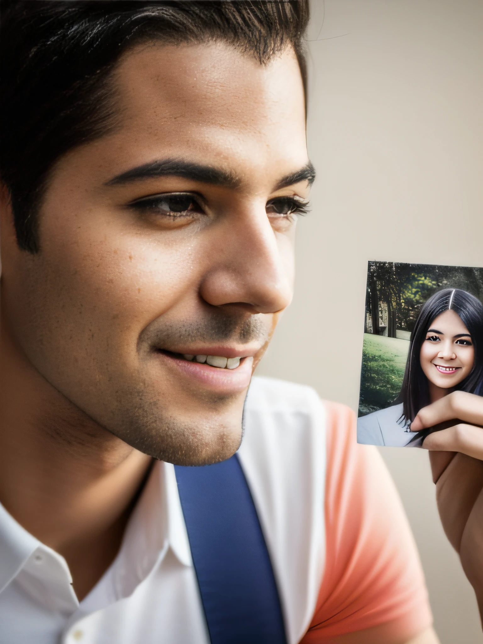 Man holding a card with a photograph, fotografia, Homem na casa dos 40 anos, Foto de uma homem, fotografia promocional, Foto de um ensaio promocional, 1 / 4 headshot, fotografiagrafia headshot, looking to the side off camera, imagens de retrato lateral, Kailee Mandel