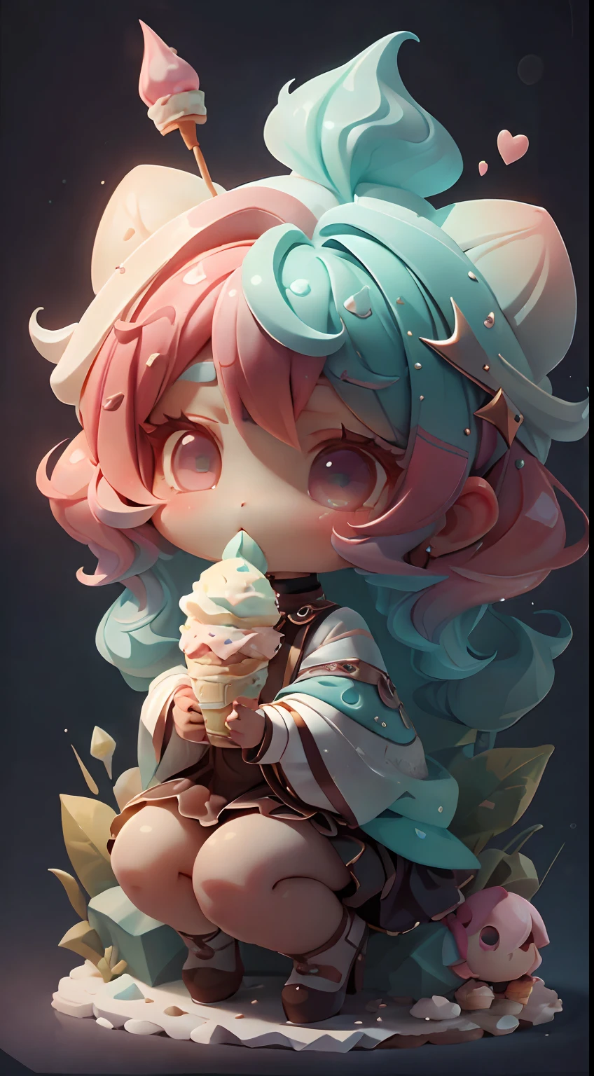plastican00d， 1boys， tchibi，Purple hair， Luxury fabrics，Republican style， dither， Ice cream texture，Profound， looking at viewert， Striped background