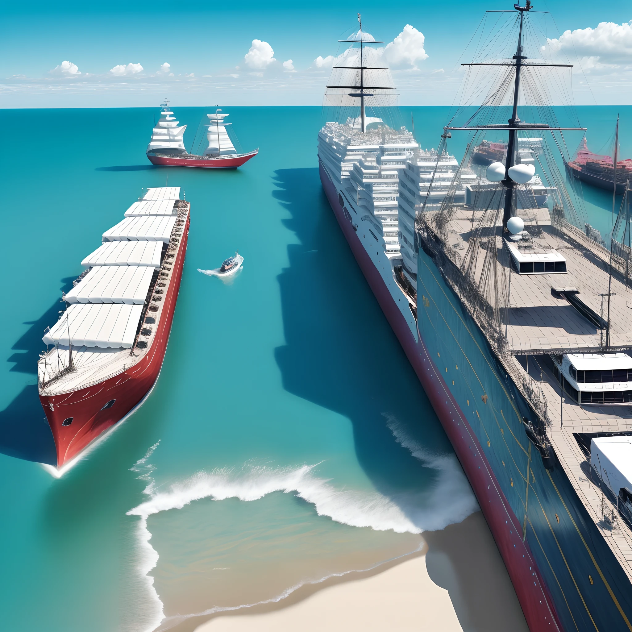 o cachorrinho，the ocean，Sail ships，wide angles，blue-sky，youthfulness