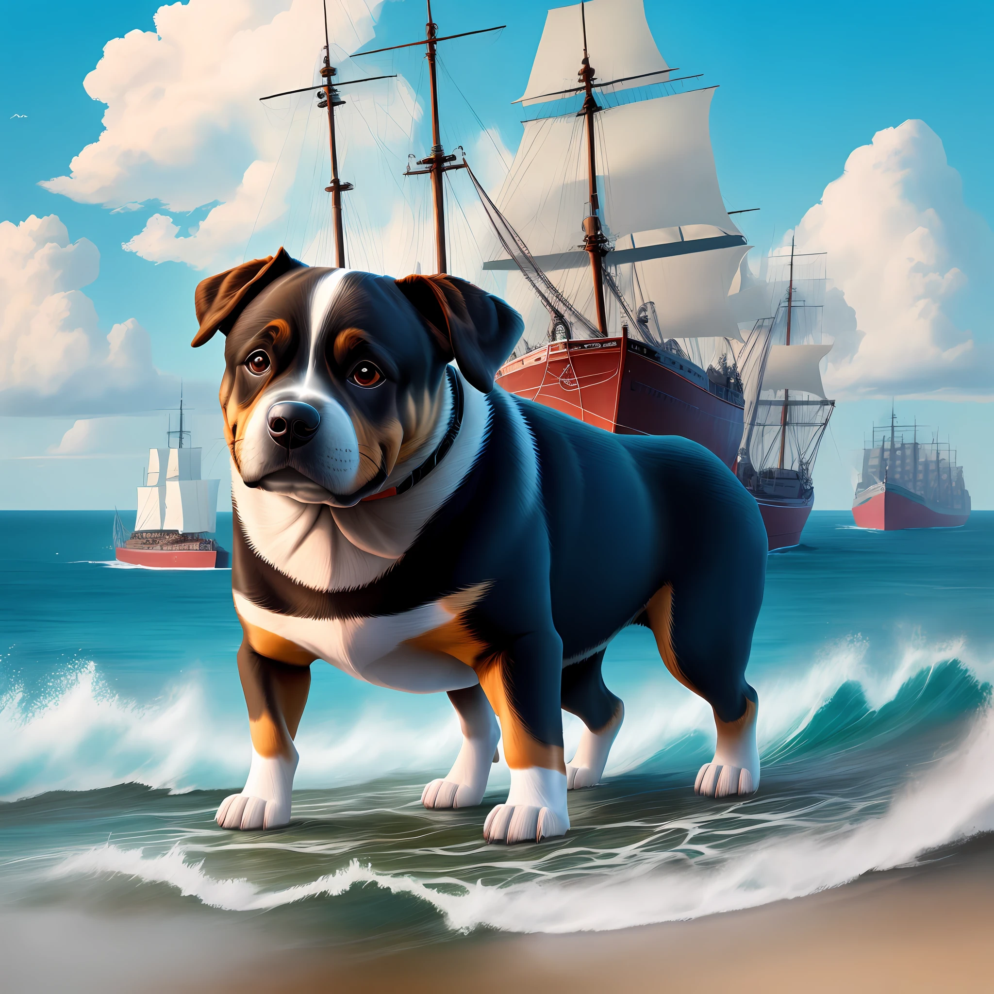 o cachorrinho,the ocean,Sail ships,wide angles,blue-sky,youthfulness