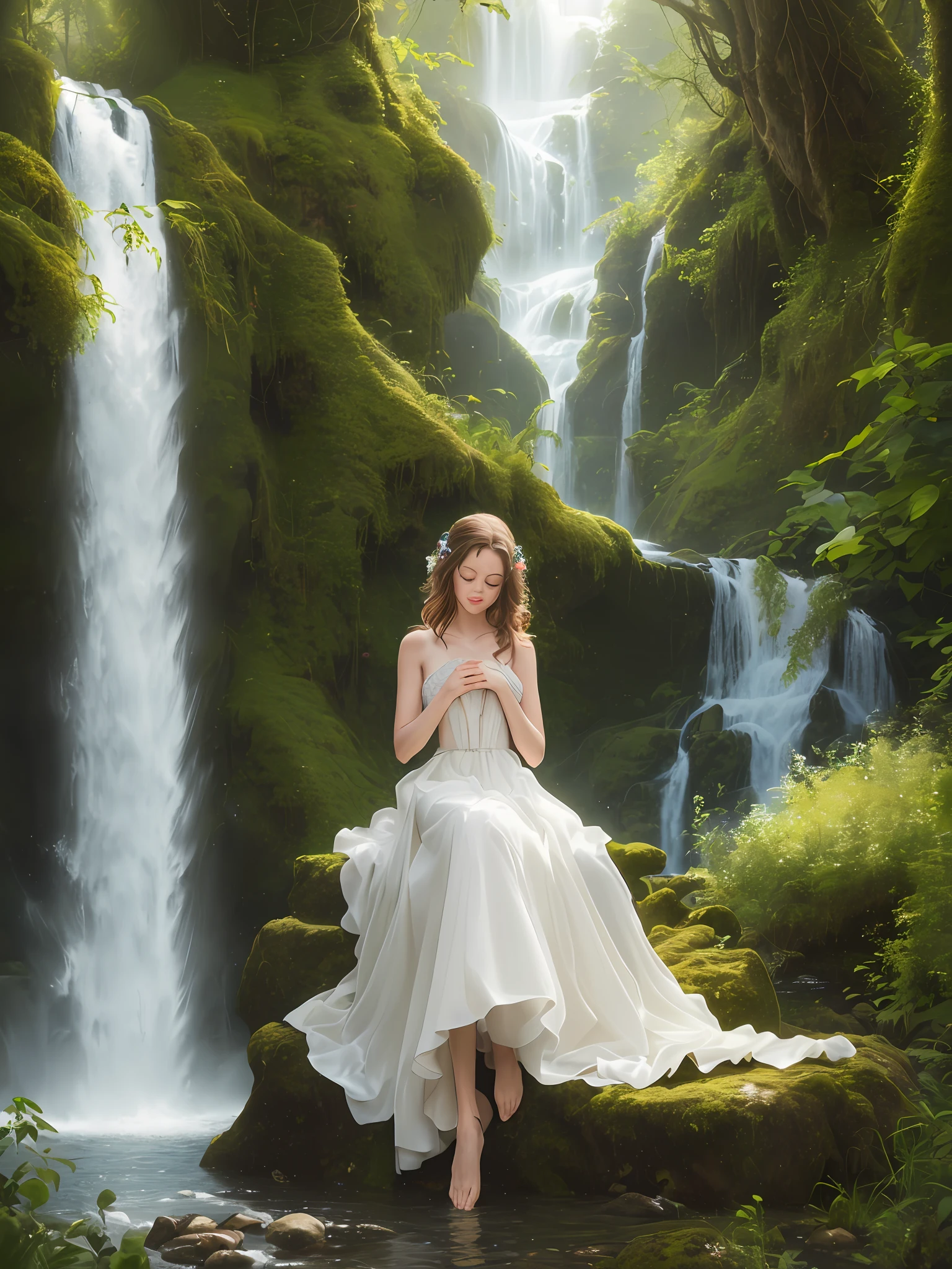 Bare feet touch the water