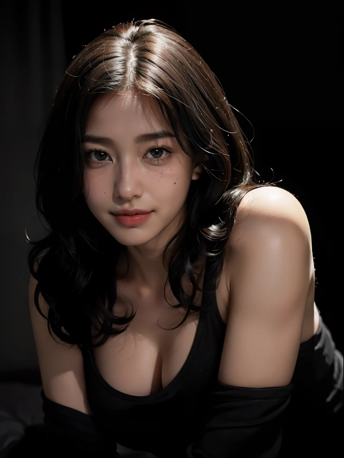 (Super Definition CG Unified 8k Wallpaper), (Masterpiece), (Best Quality), (Super Definition), (Best Illustration), (Best Shadow), Ultra High Resolution, (Photorealistic:1.4), 1 Girl at Home, ((Loose clothes, Lying on bed, Sweaty, Slimy Breast Tip)), (No Bra), Clavicle, Unconscious, Upper Body, Sleeping and Waking Up, Beautiful Morning Light, Cool Expression