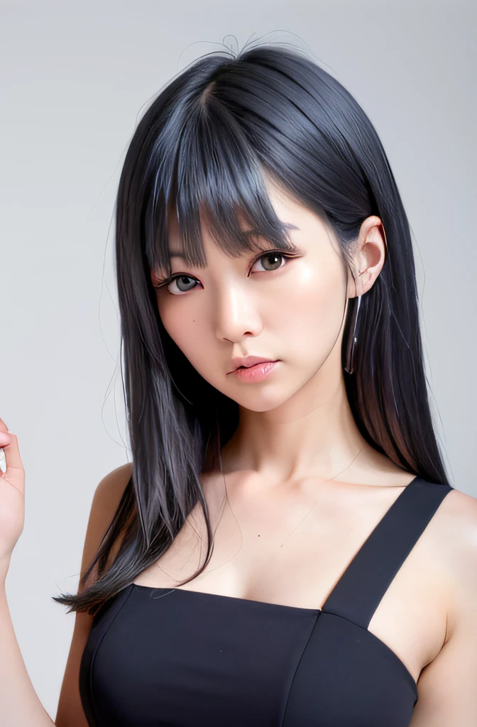 There is a woman in a black dress posing for a photo, Yoshitomo Nara, chiho, Aoi Ogata, Ayaka, kazami yuuka, Shouko Nishimiya, Choi Hyun-hwa, narumi kakinouchi, natsumi mukai artwrok, Chiho ashima, sui ishida