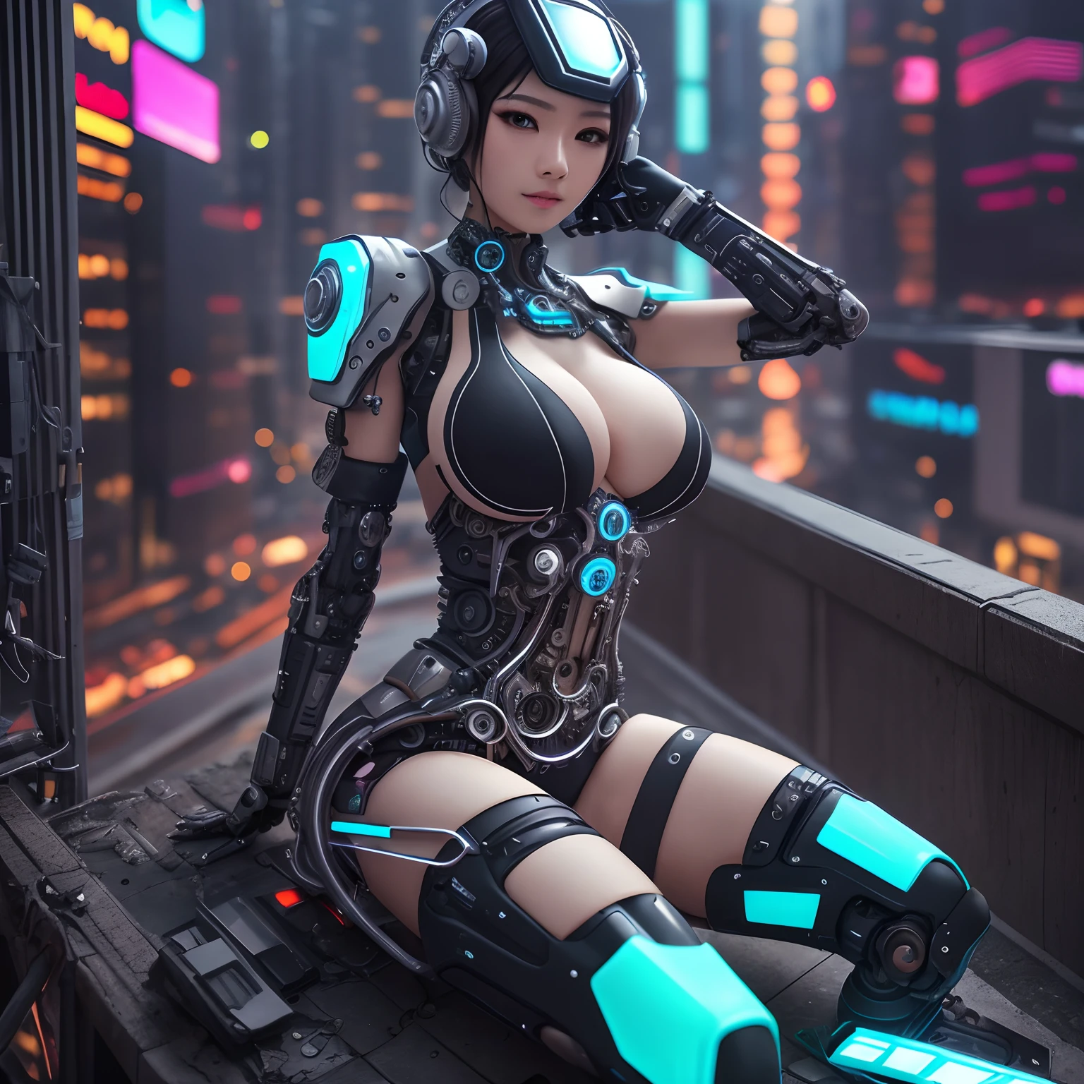 ultra detailed mechanical cyberpunk android, intricate, elegant, super highly detailed, sharp focus, unreal, beautiful, byDylanKowalski, Ulzzang-6500 Corneo's Covering, , full body, tits, shaved