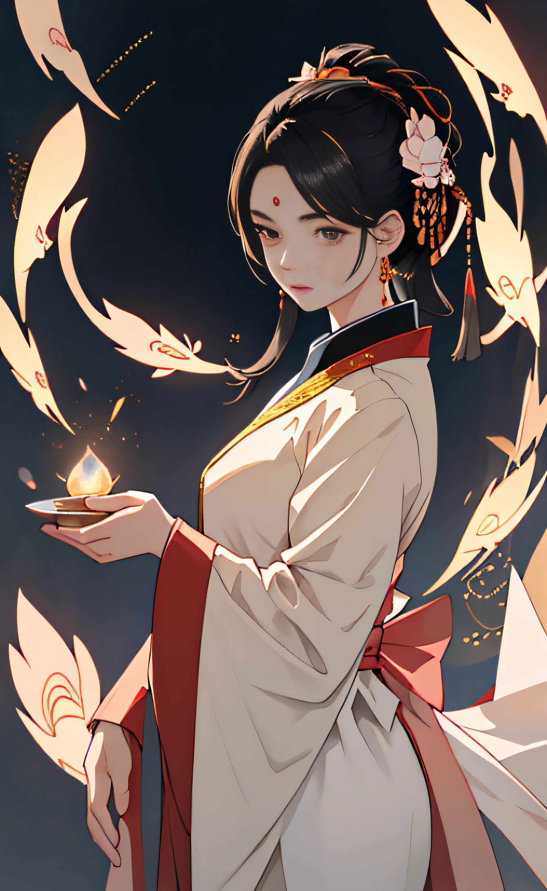 A girl, ancient Chinese costume, whole body, sunshine, clear face, clean white background, masterpiece, super detail, epic composition, ultra HD, high quality, extremely detailed, official art, uniform 8k wallpaper, super detail, 32k