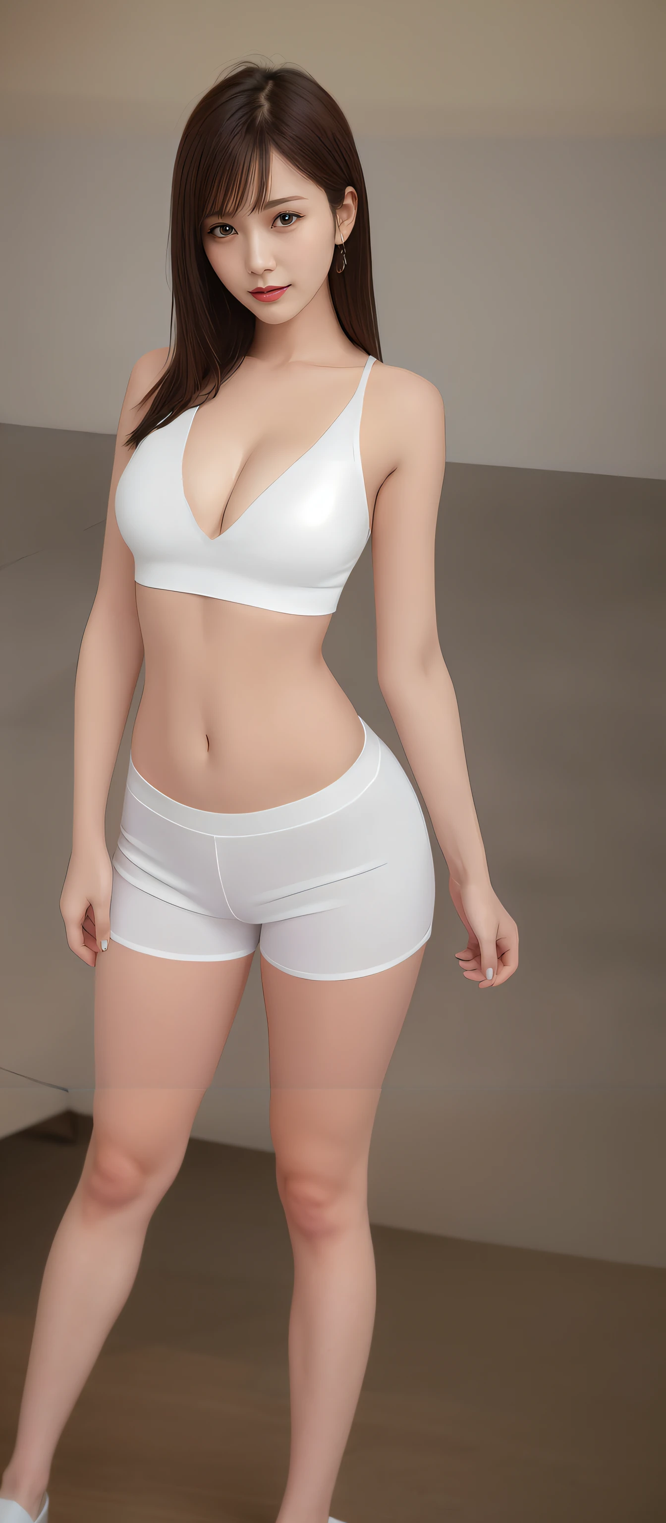arafed asian woman in white underwear posing for a picture, korean girl, photorealistic perfect body, gorgeous young korean woman, beautiful south korean woman, smooth body features, sexy body, sultry body with sexy belly, photo of slim girl model, smooth translucent white skin, korean woman, attractive body, smooth white tight clothes suit, attractive pose, attractive face and body